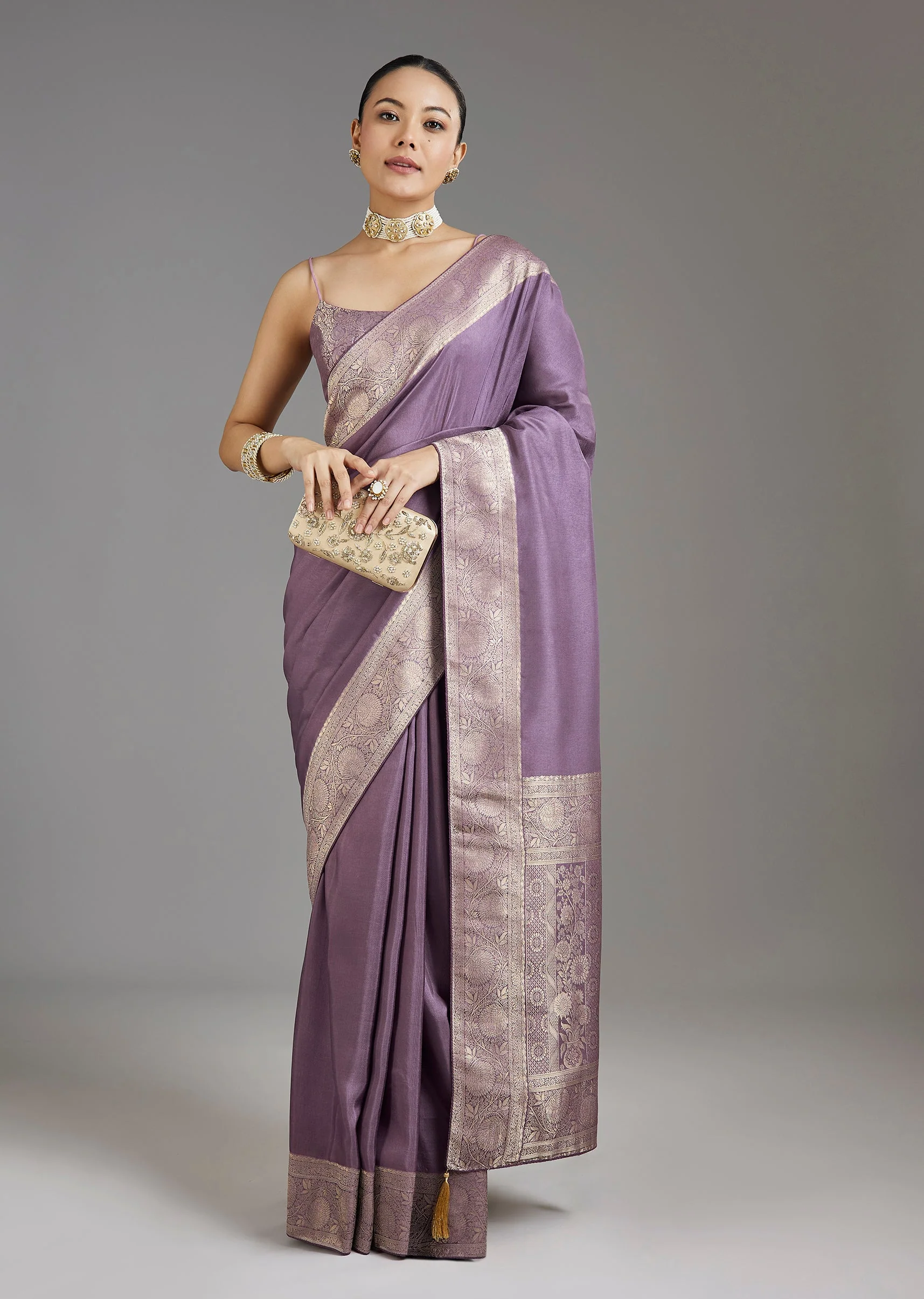 Purple Dola Silk Saree - Image 4