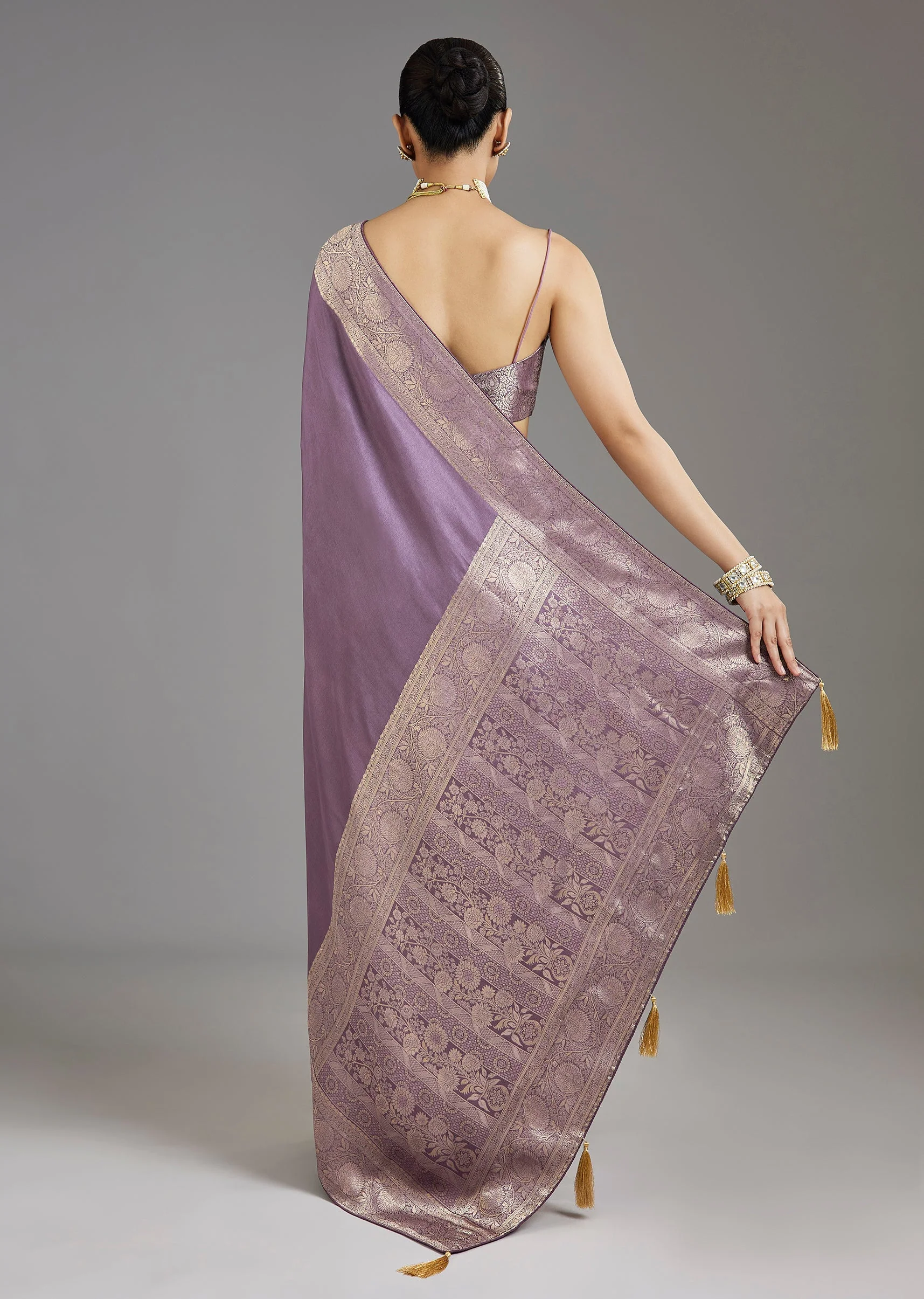 Purple Dola Silk Saree - Image 5