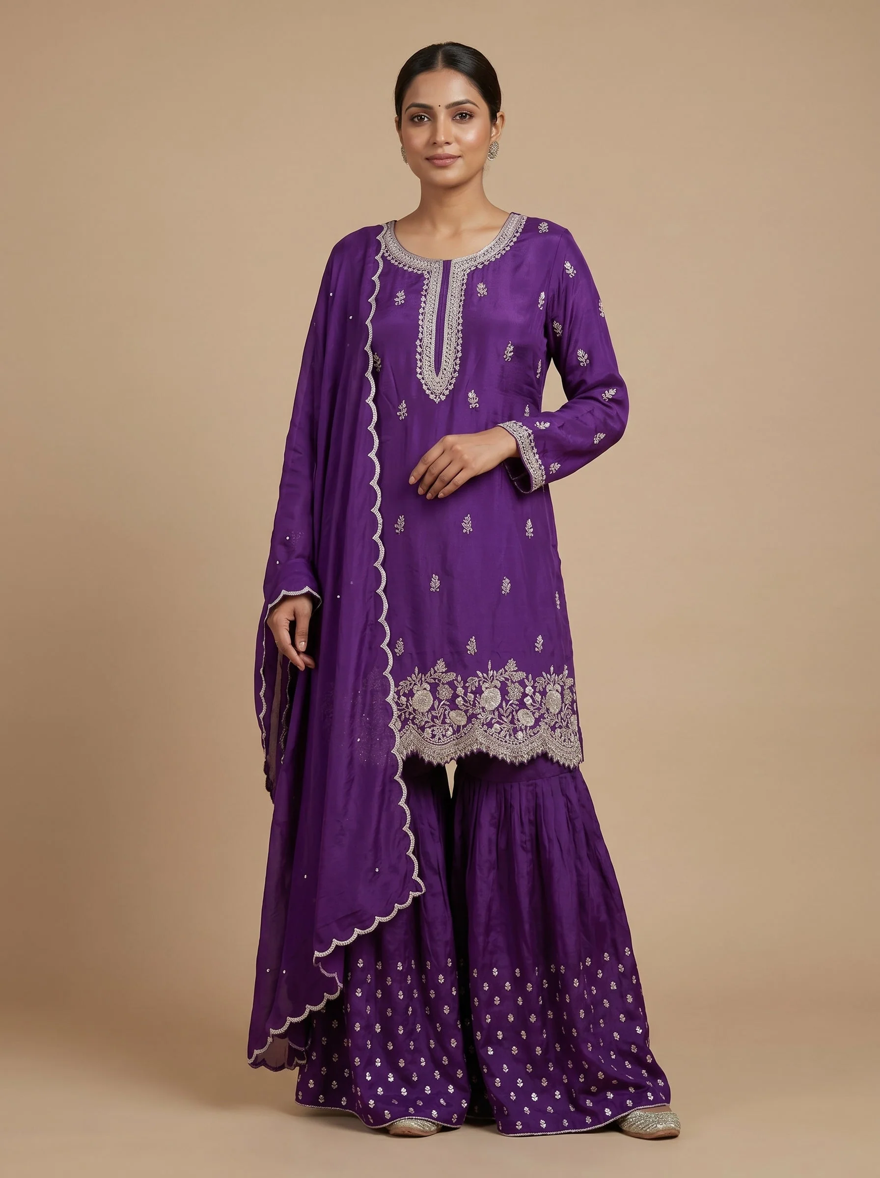 Purple Dusk Sharara Set
