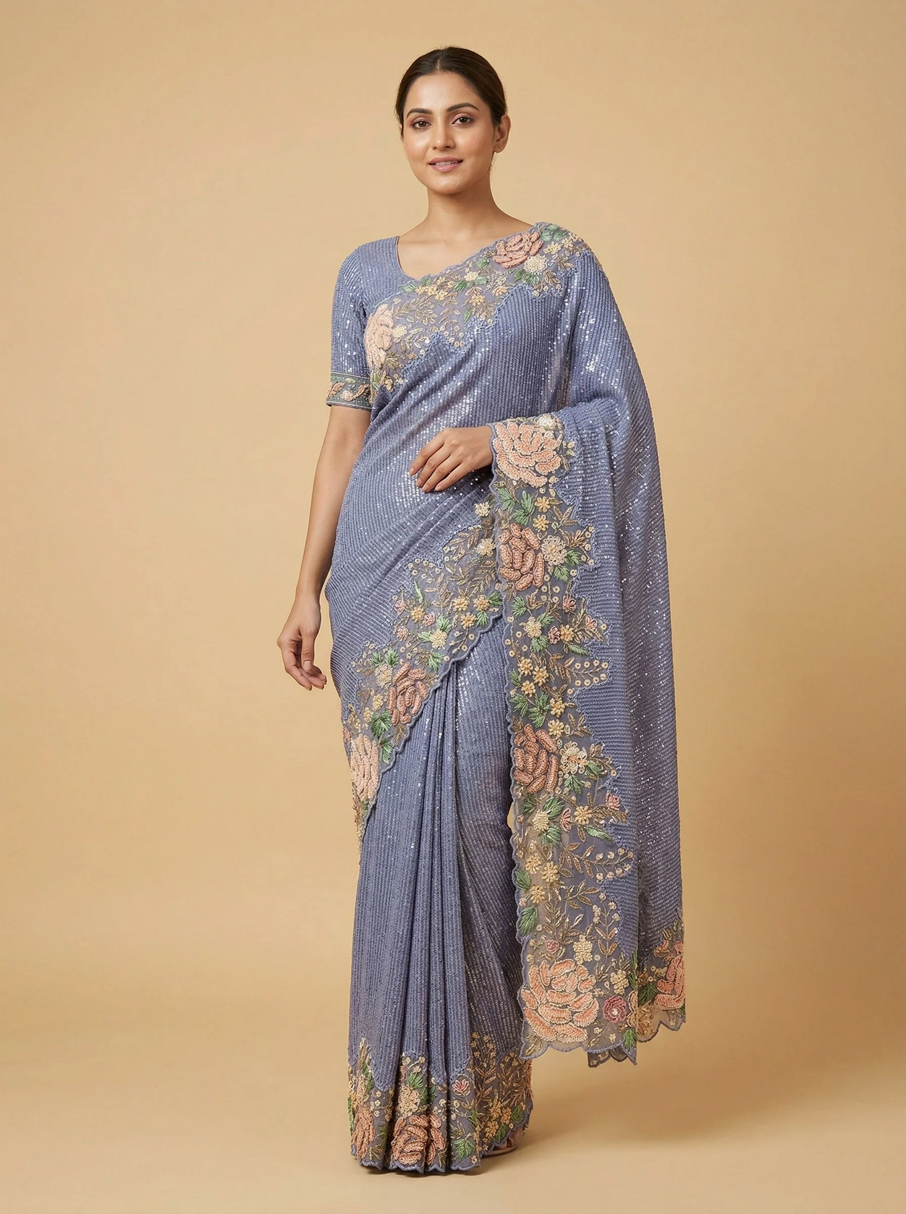Purple Dynamic Embroidered Saree
