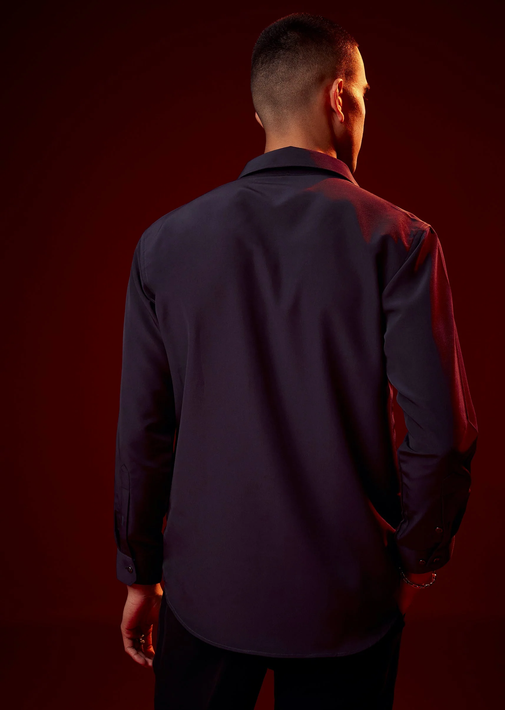 Purple Embellished Mandarin Collar Shirt - Image 5