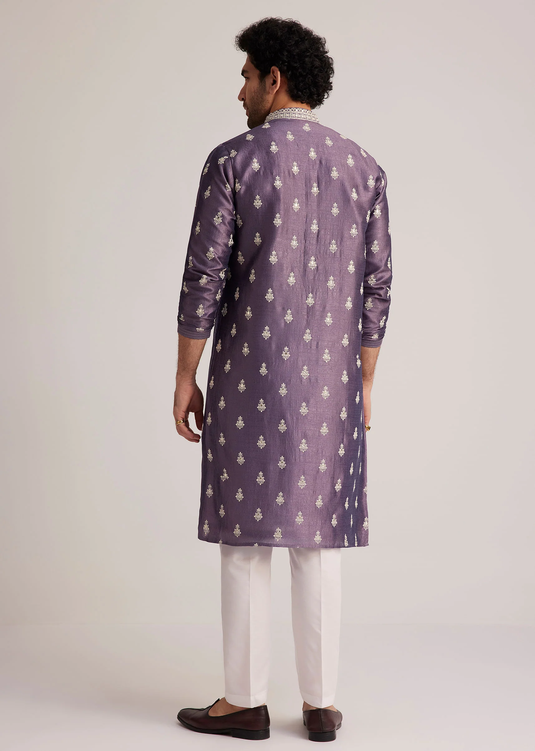 Purple Embroidered Kurta Set - Image 5