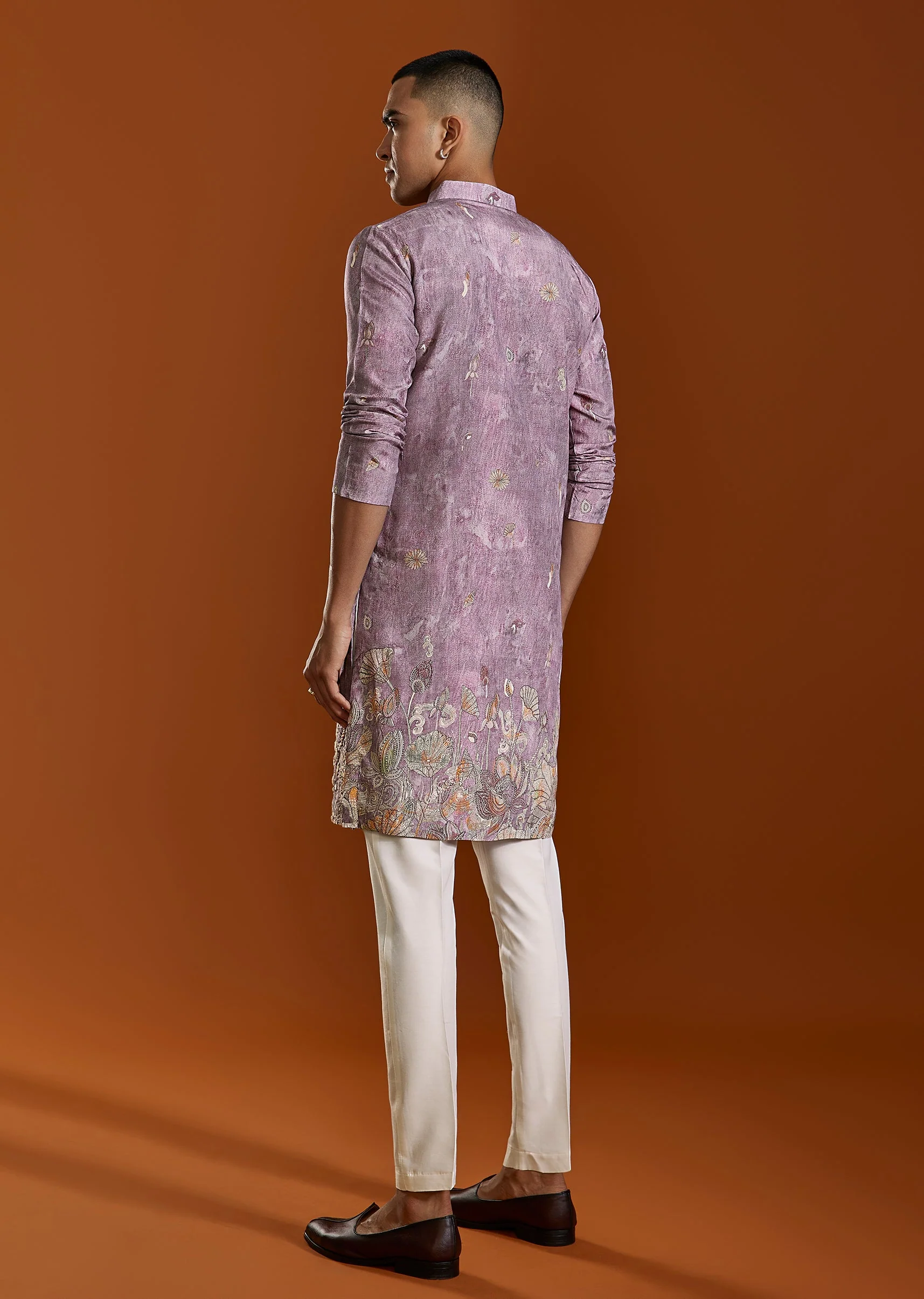 Purple Embroidered Viscose Kurta Set - Image 6