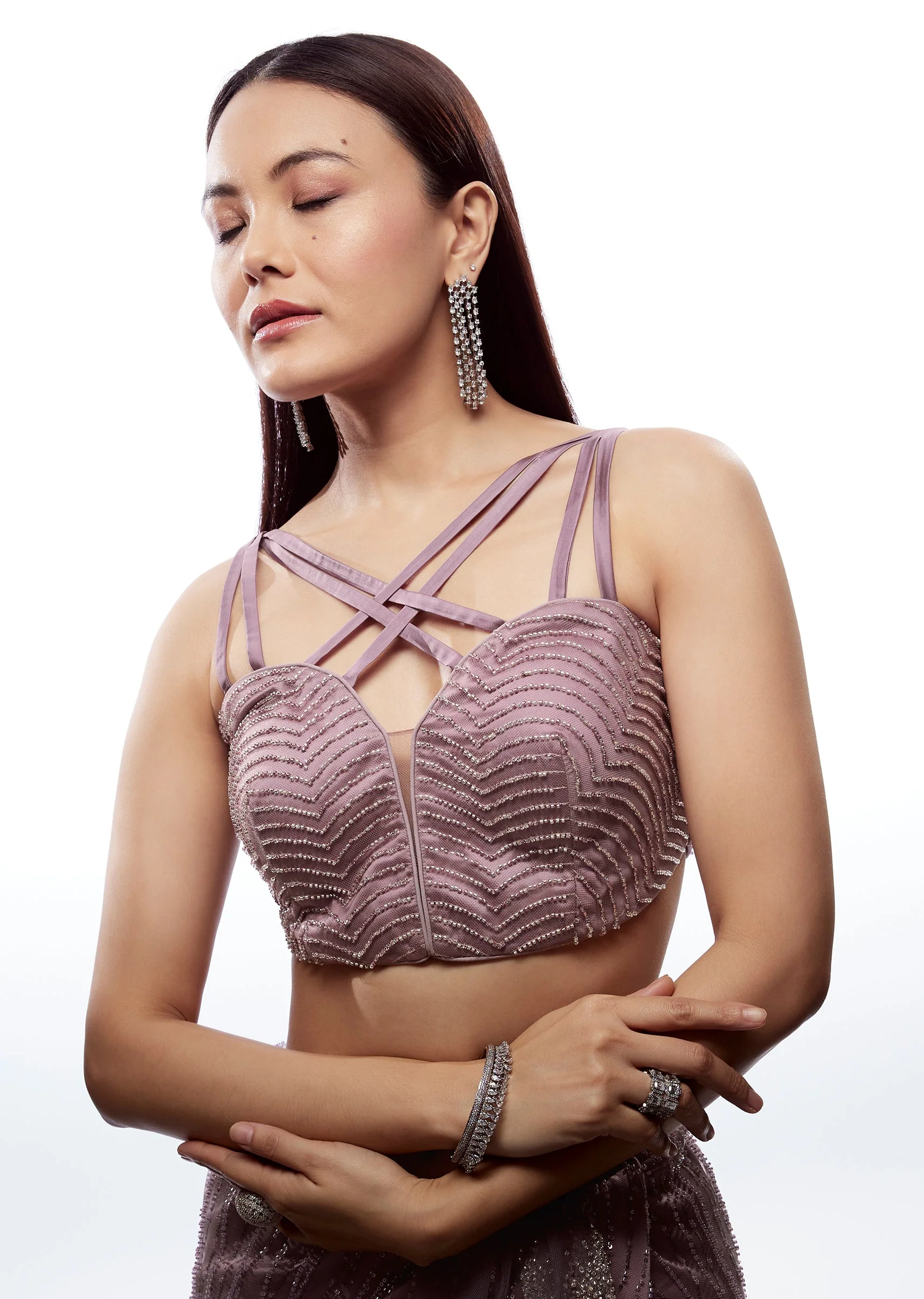 Purple Fancy Neckline Blouse - Image 4