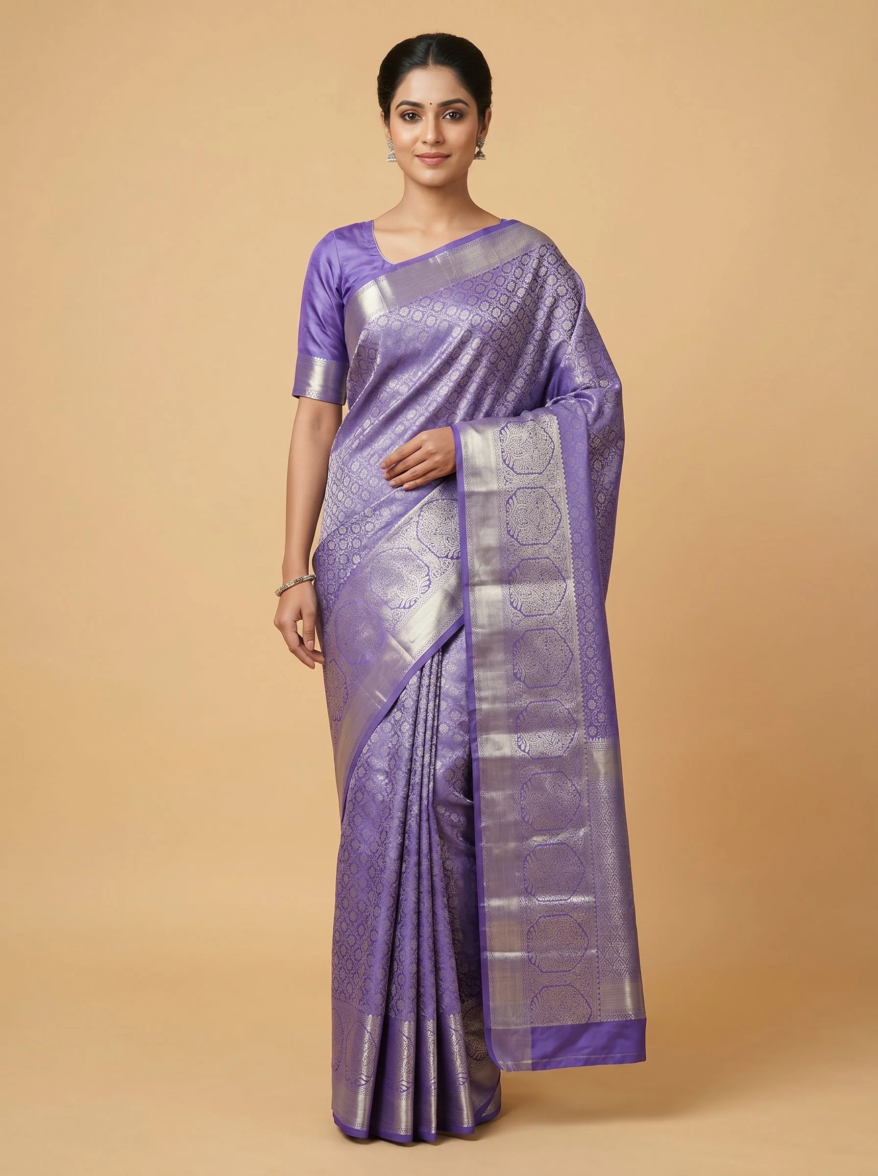 Purple Gold Luxe Blend Handloom Saree
