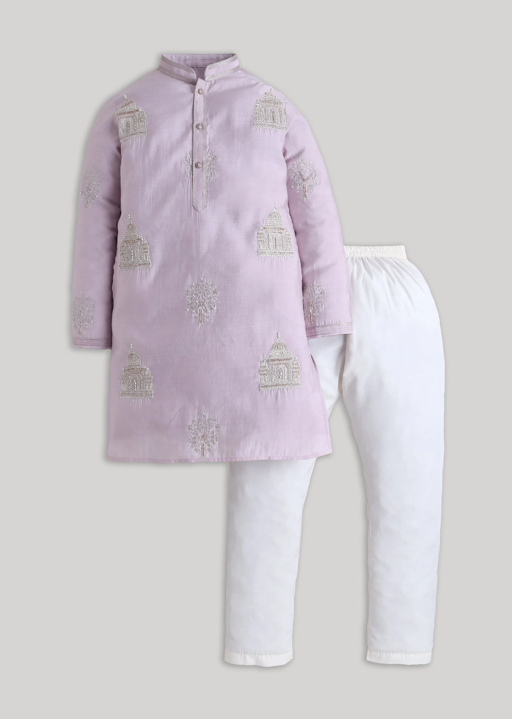 Purple Gold Zari Embroidered Kurta Set
