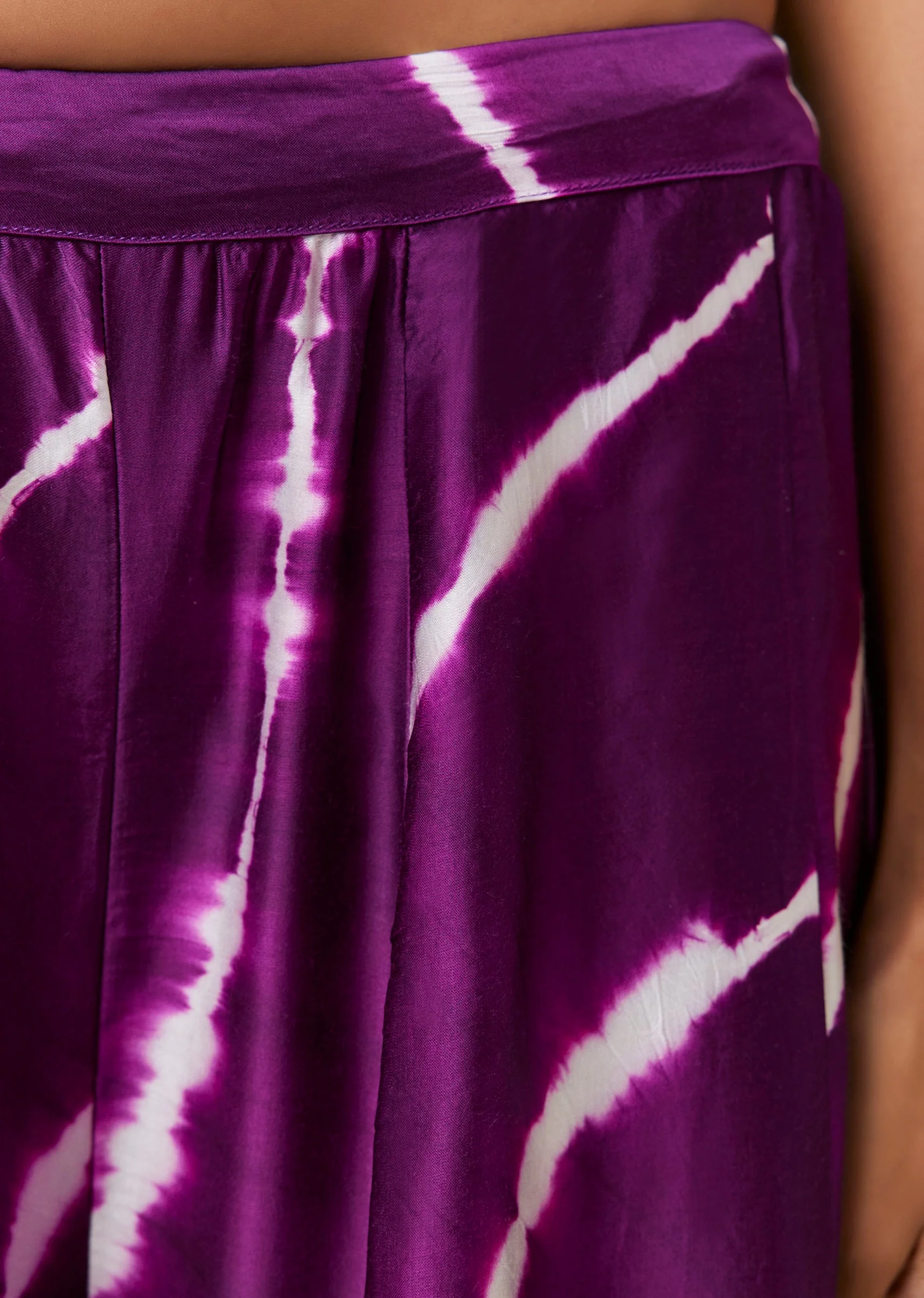 Purple Hand Dyed Bandhani Top and Leheriya Palazzo Co-ord Set with Sequins - Image 6