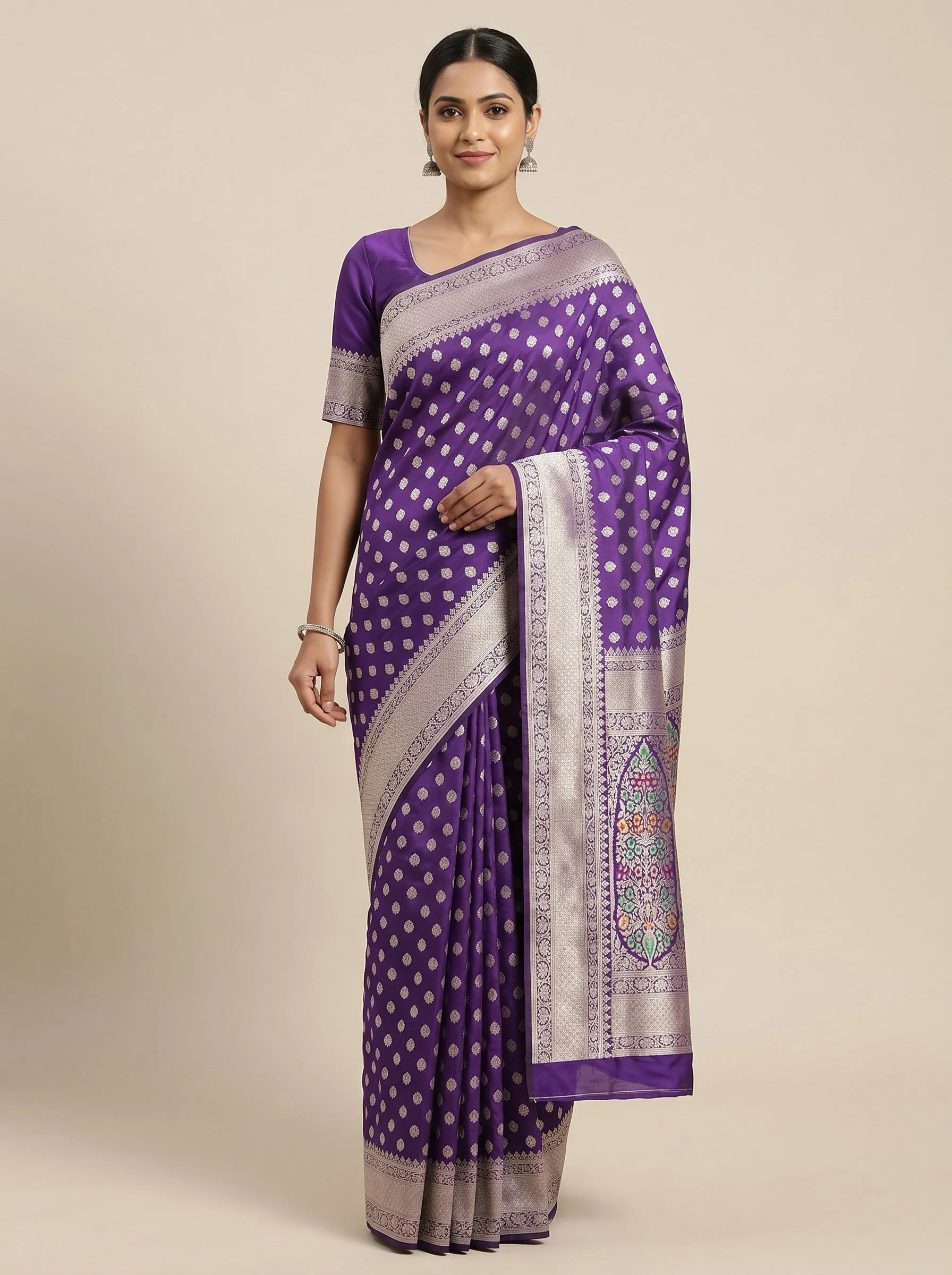 Purple Handloom Saree with Royal Weave