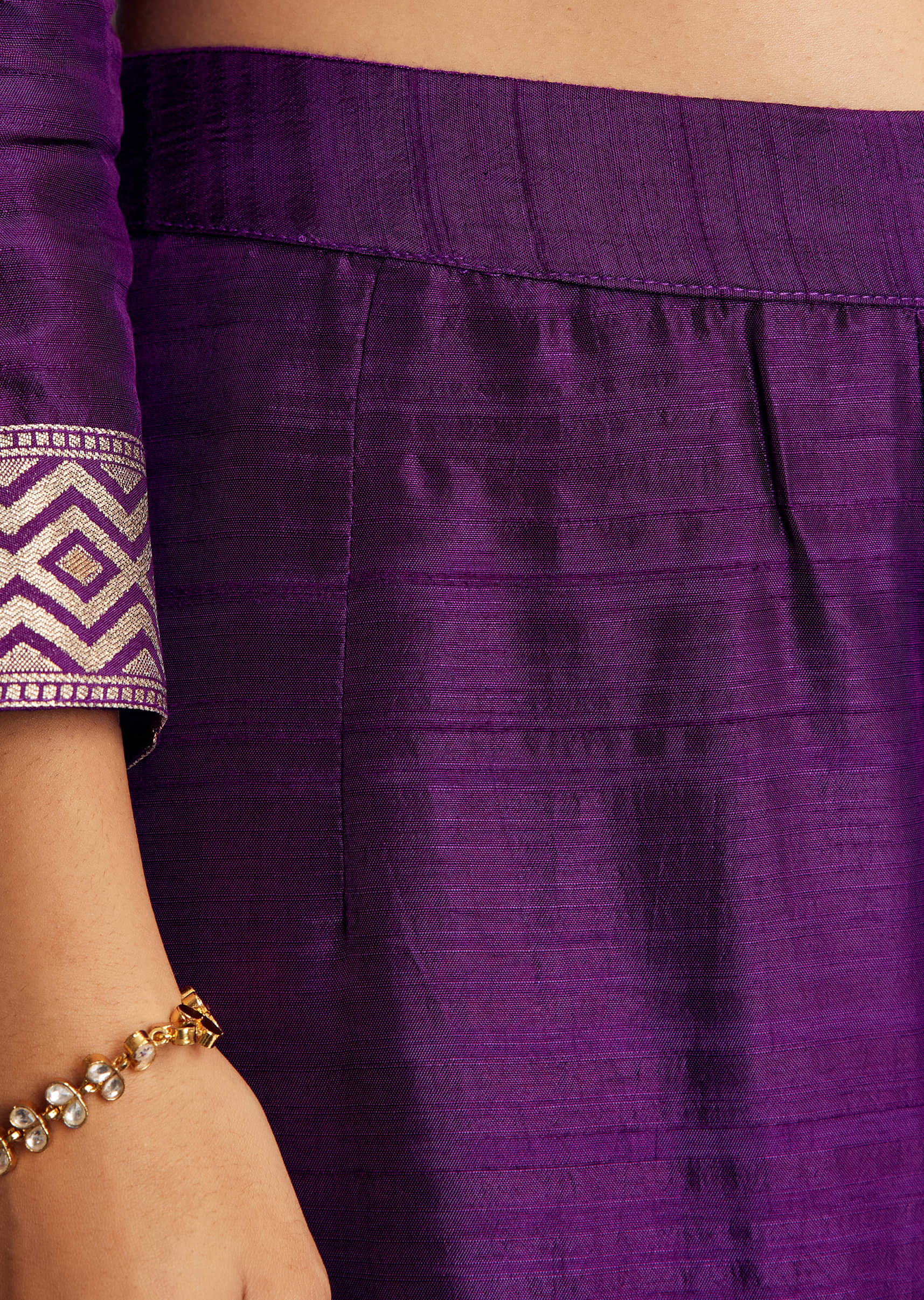 Purple Jacquard Silk Anarkali Dupatta Suit With Traditional Weave - Image 7