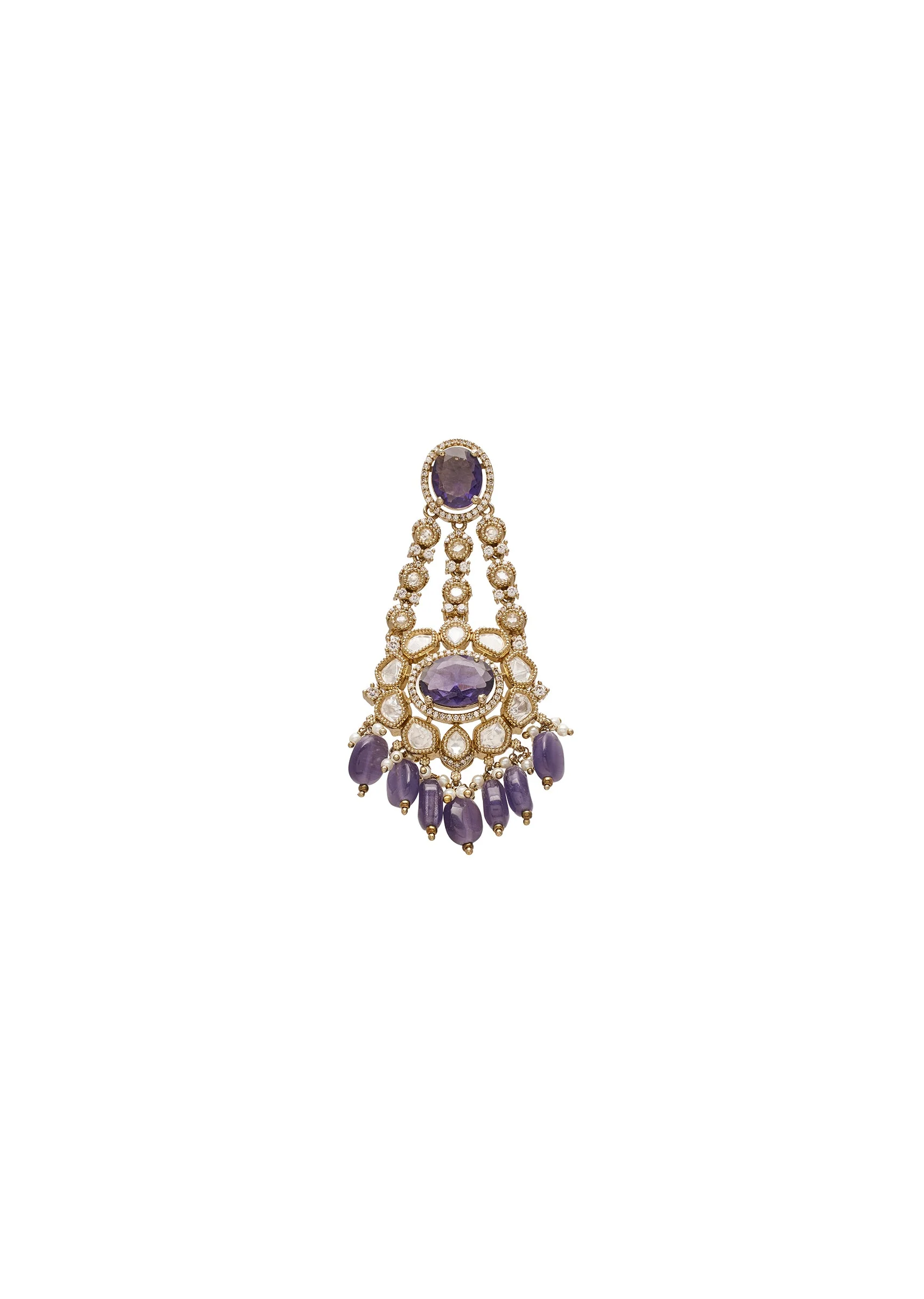Purple Kundan Choker Necklace Set - Image 4