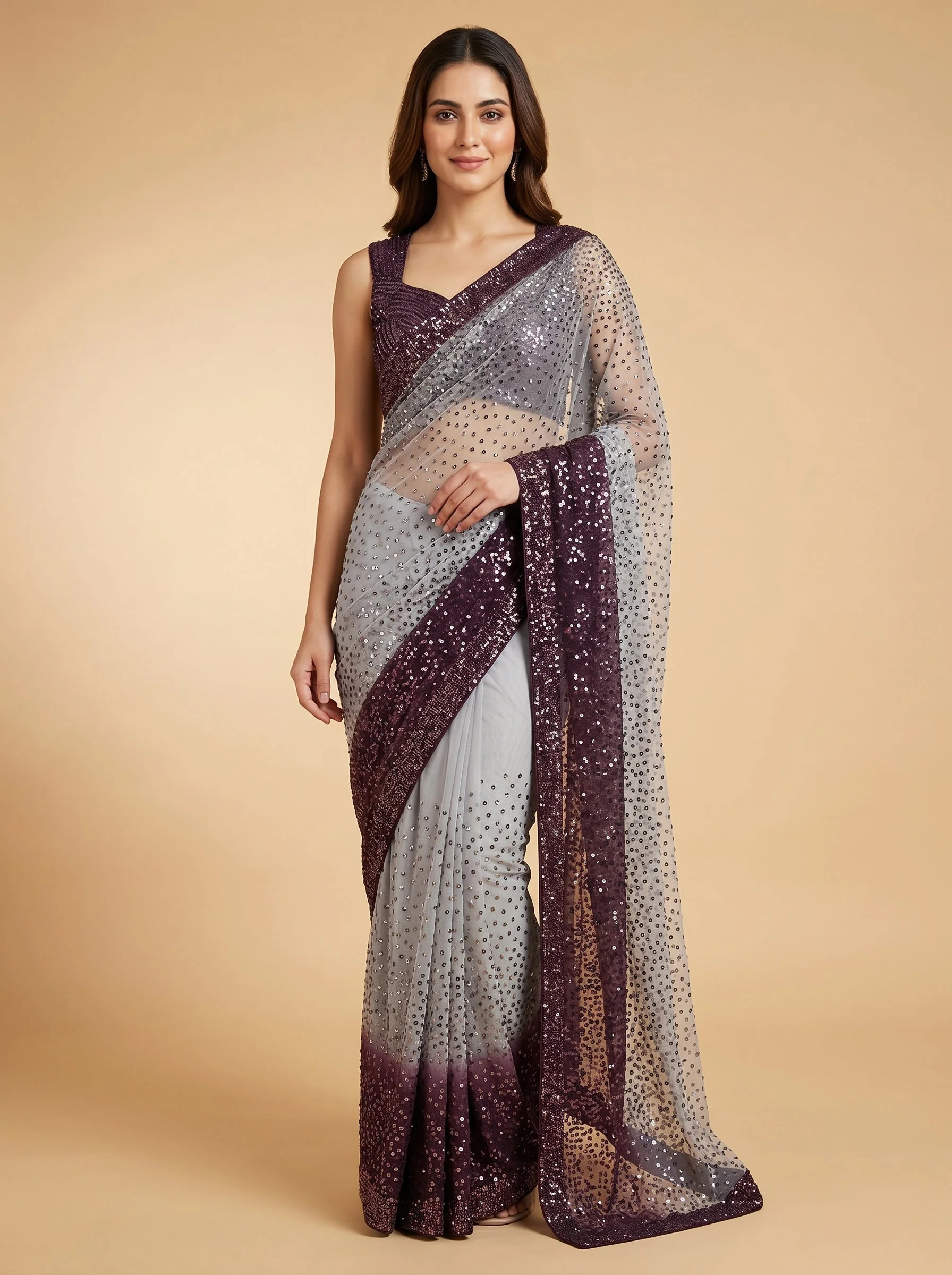 Purple Luxe Tone Embroidered Saree