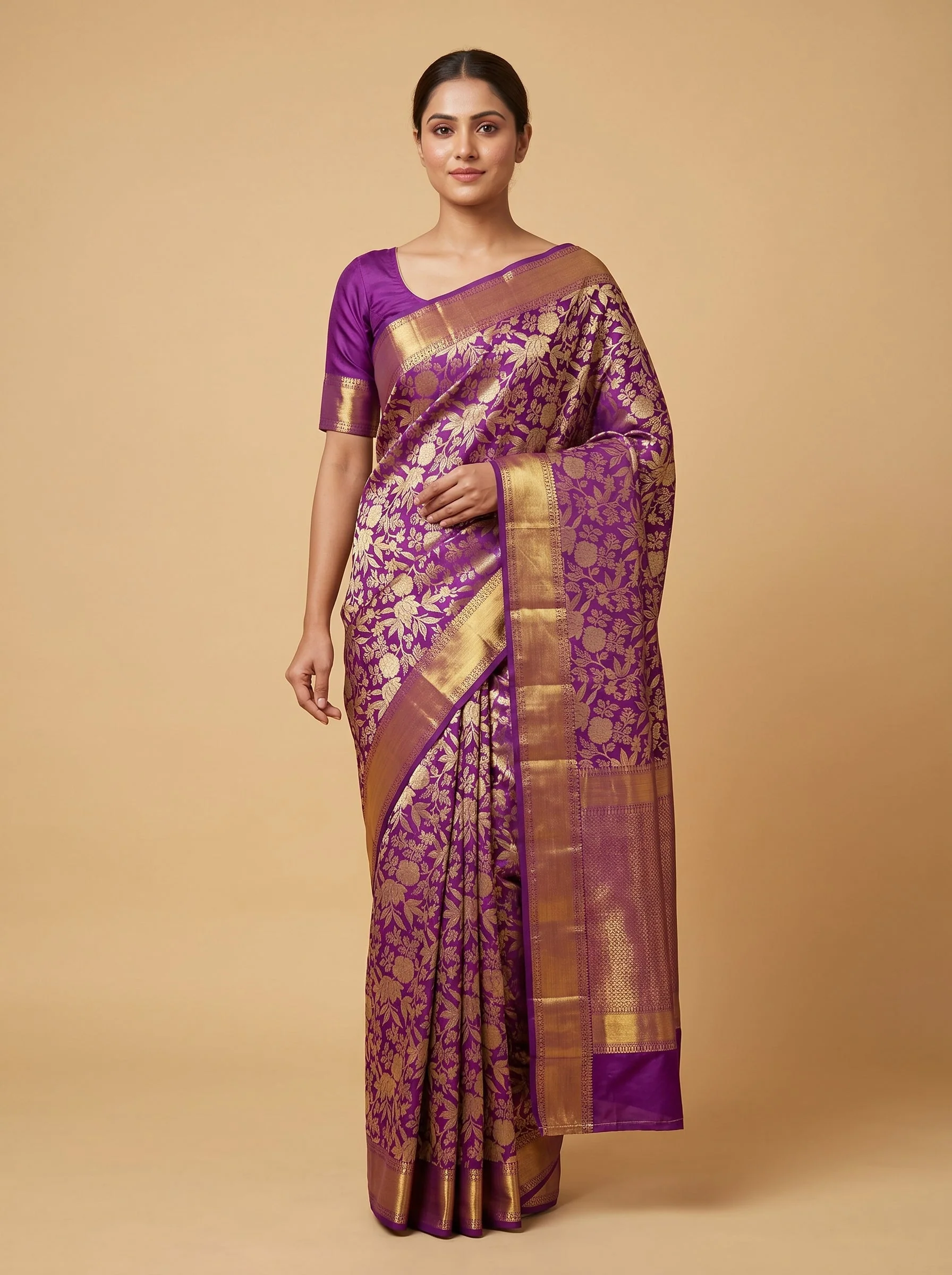 Purple Majestic Drape Handloom Saree