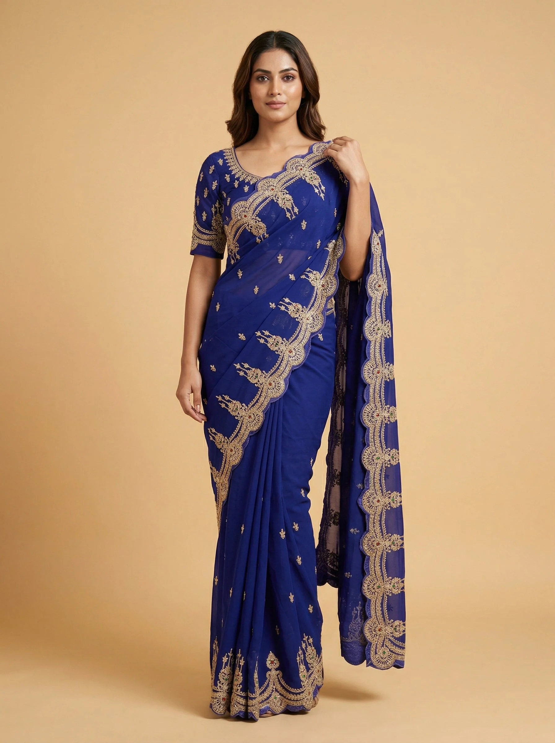 Purple Mesmerising Embroidered Saree