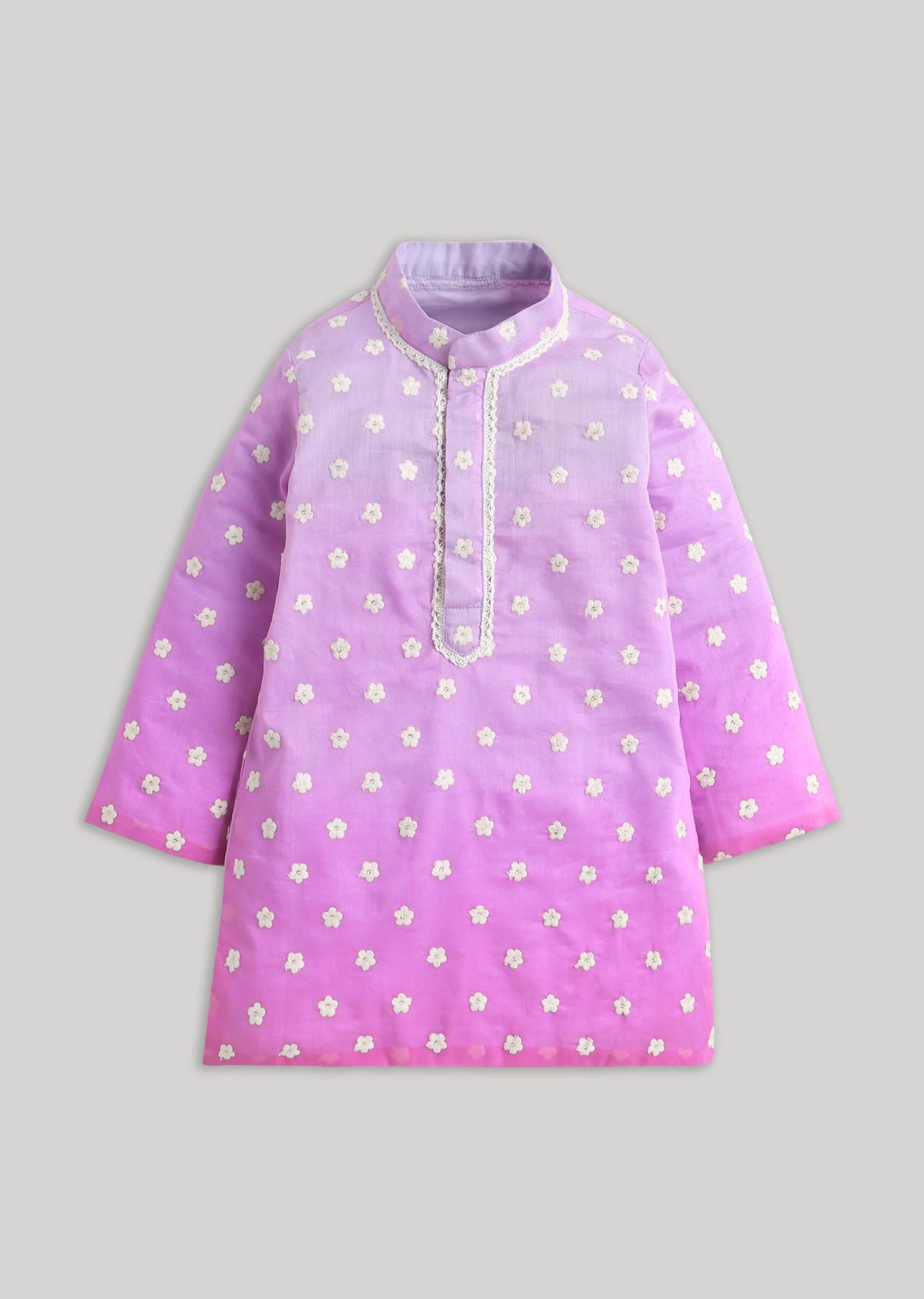Purple Ombre kurta Set With Embroidery - Image 2