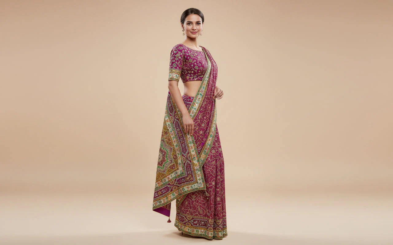 Purple Opulent Embroidered Saree