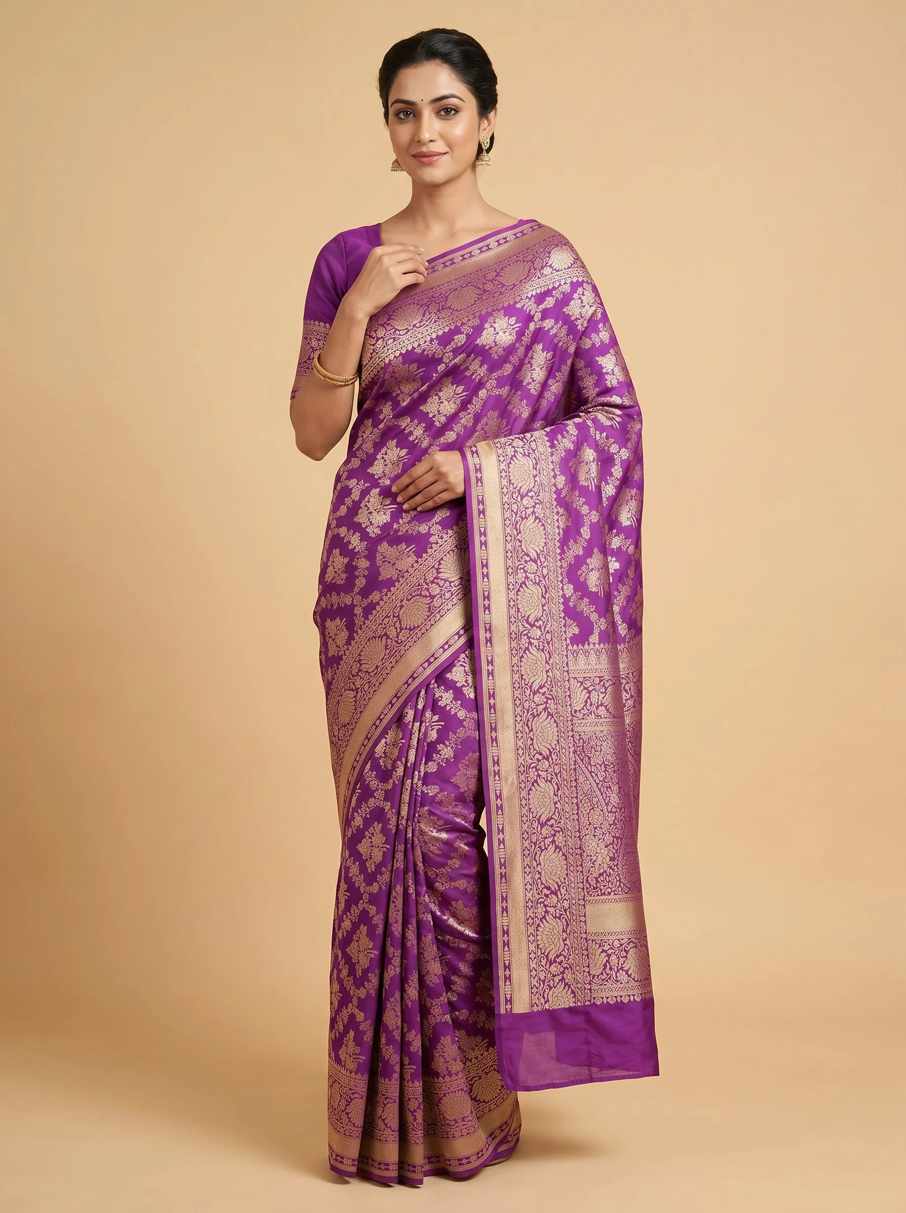 Purple Refined Tone Handloom Saree