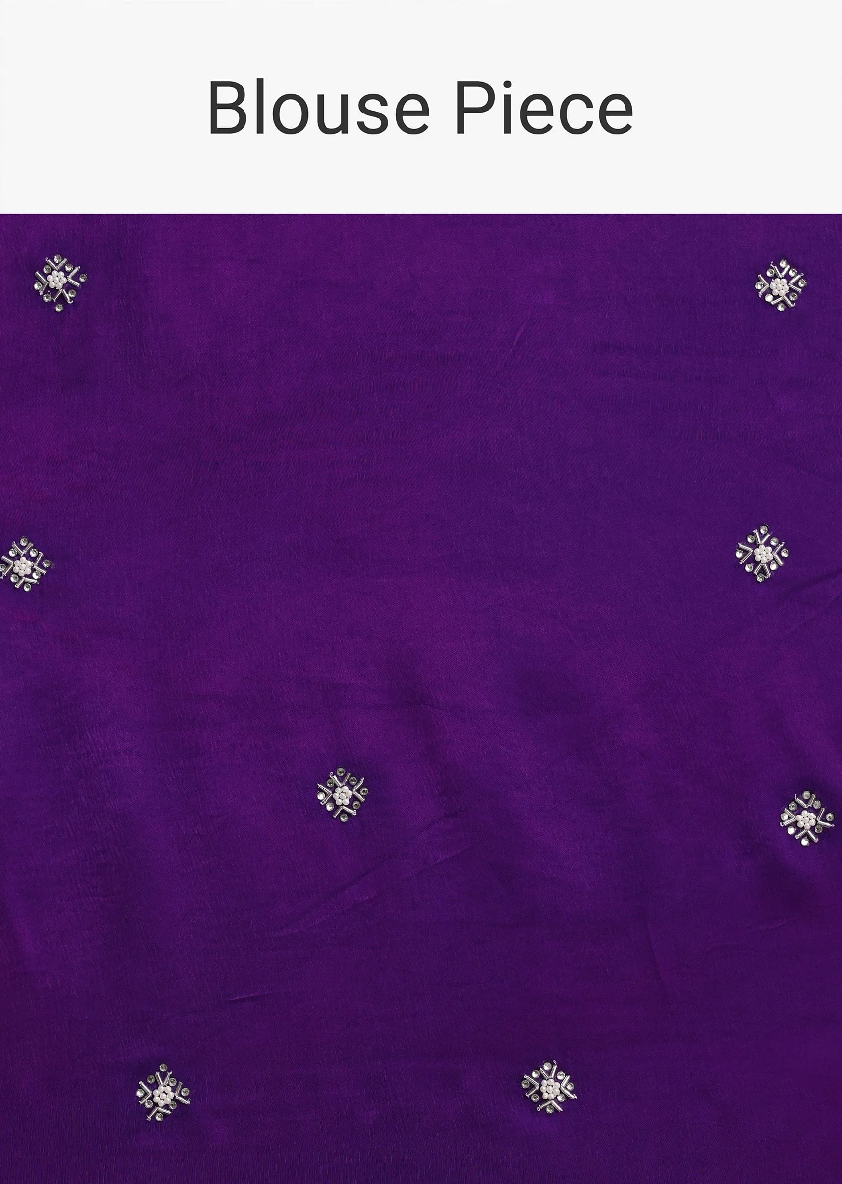 Purple Satin Chinon Saree With Stone Embellishments And Unstitched Blouse Piece - Image 10
