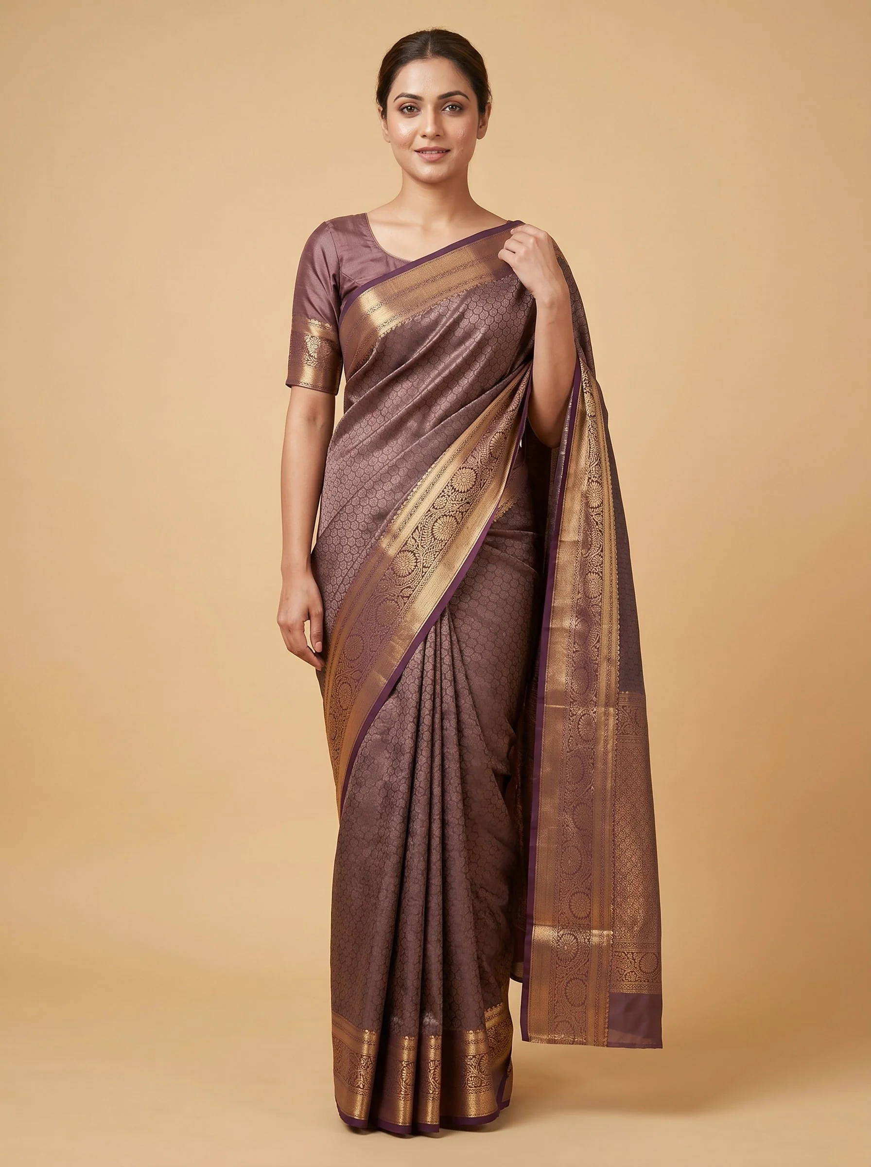 Purple Signature Loom Handloom Saree
