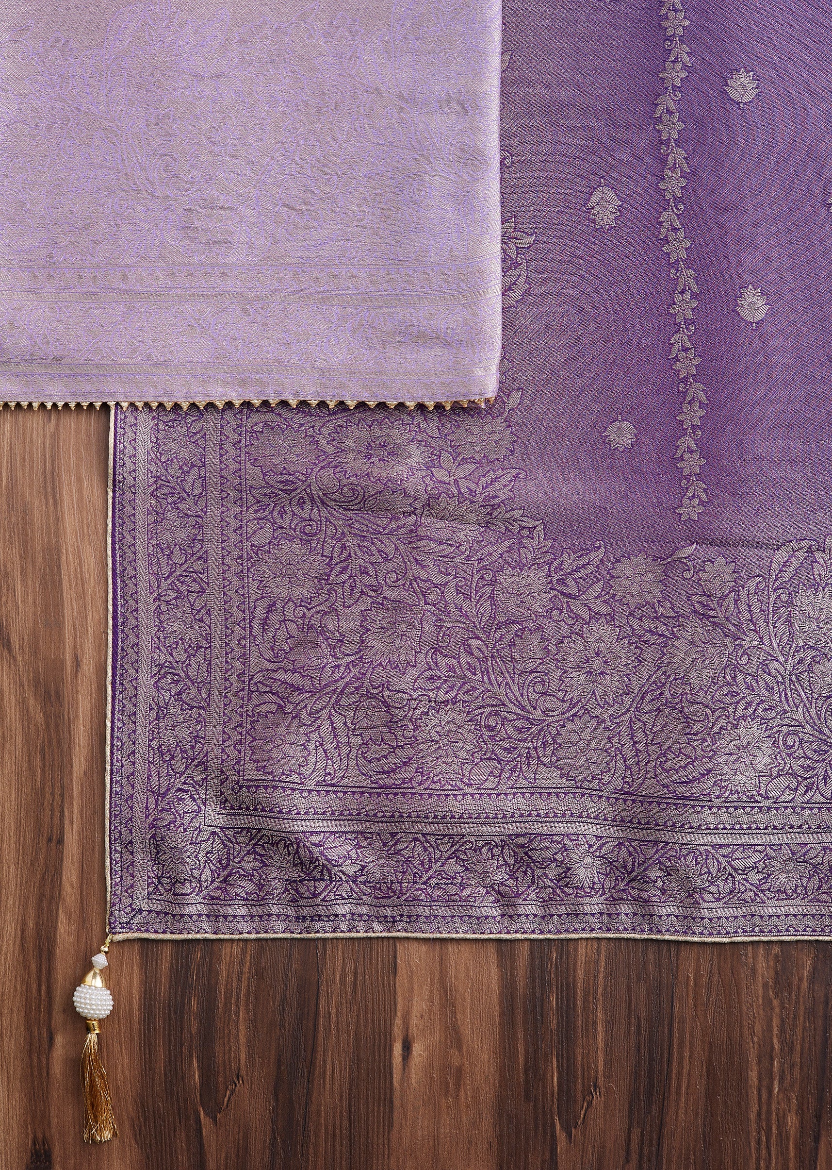 Purple Tissue Embroidered Unstitched Suit - Image 3