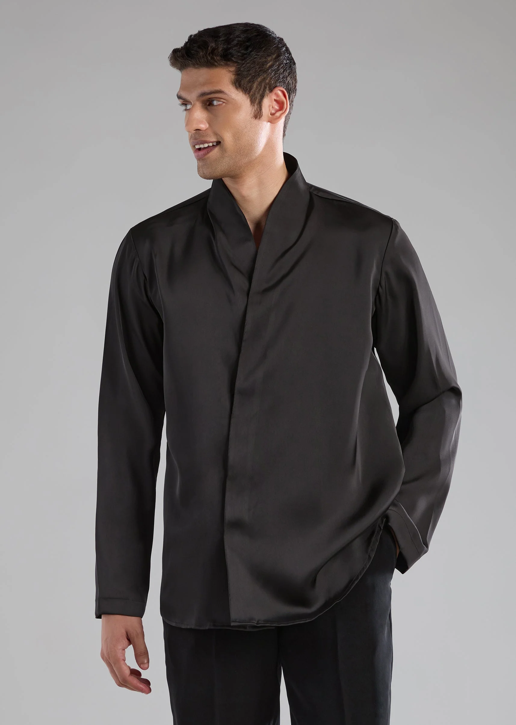 Purple Velvet Jodhpuri Shirt Set with Bead Work - Image 6