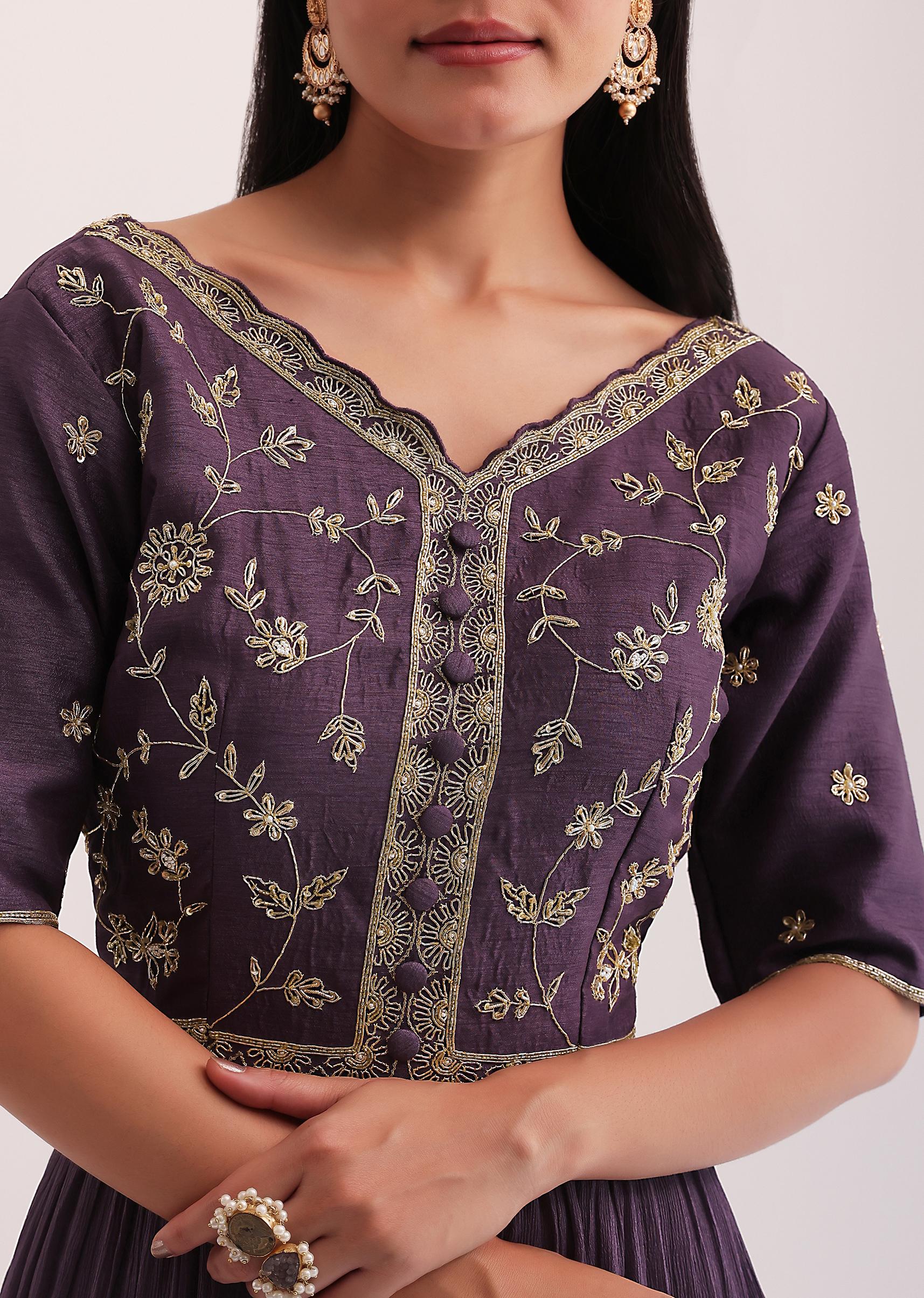 Purple Zari Embroidered Anarkali - Image 2