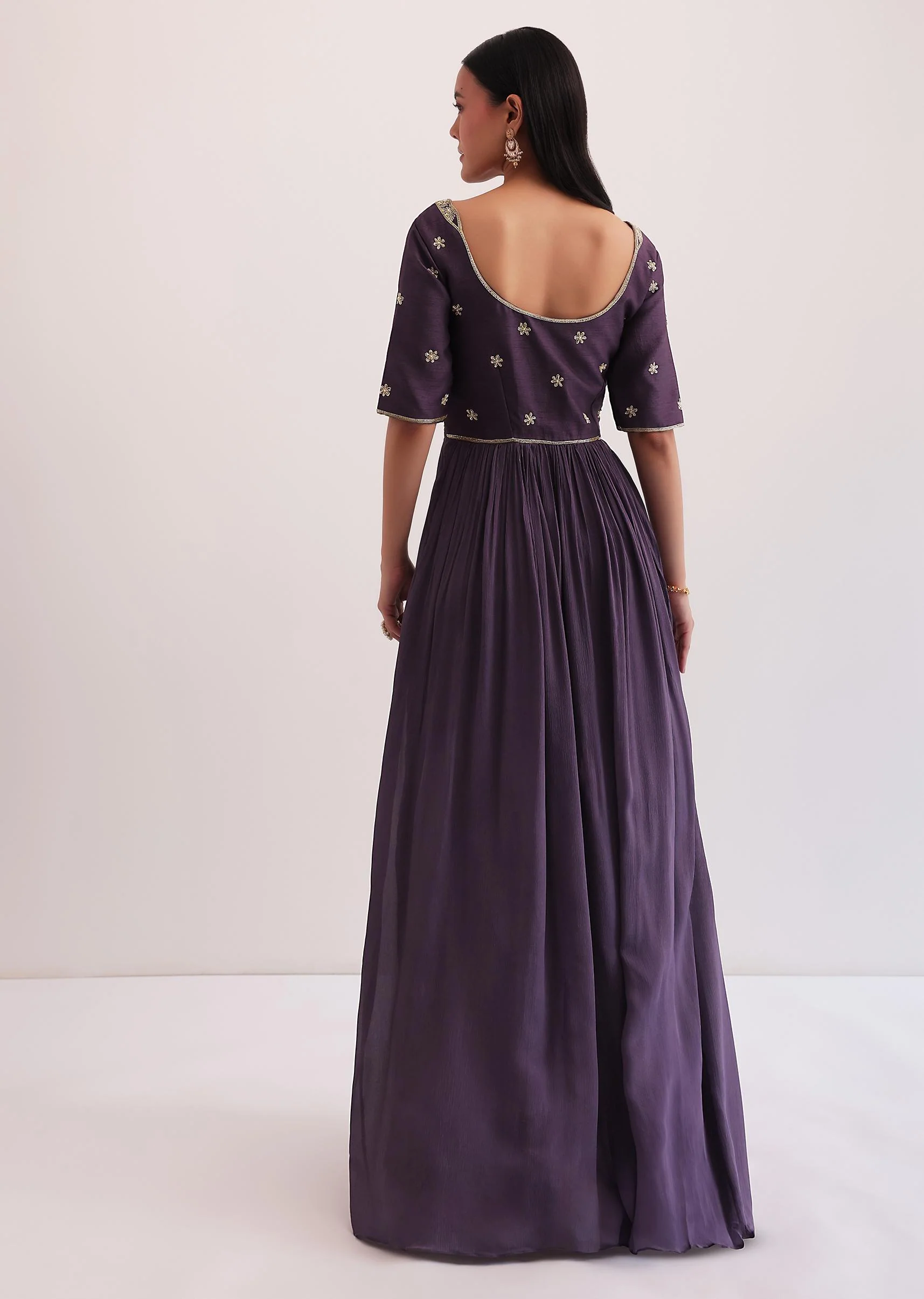 Purple Zari Embroidered Anarkali - Image 6