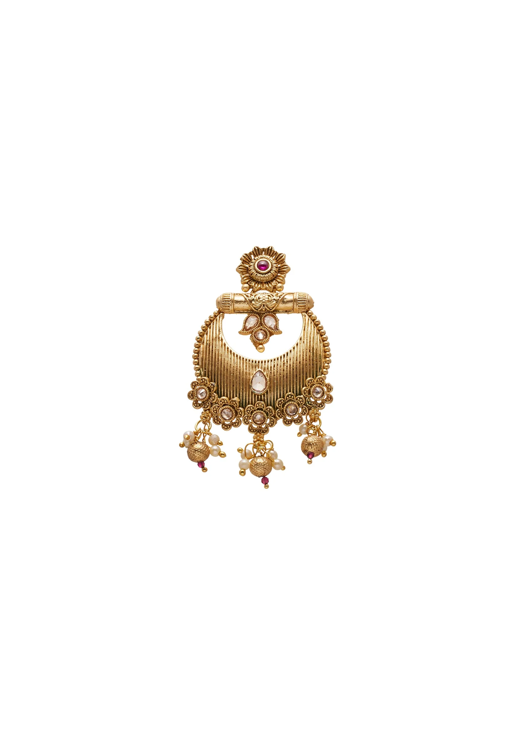 Rajwadi Kundan Jhumka Earrings - Image 2