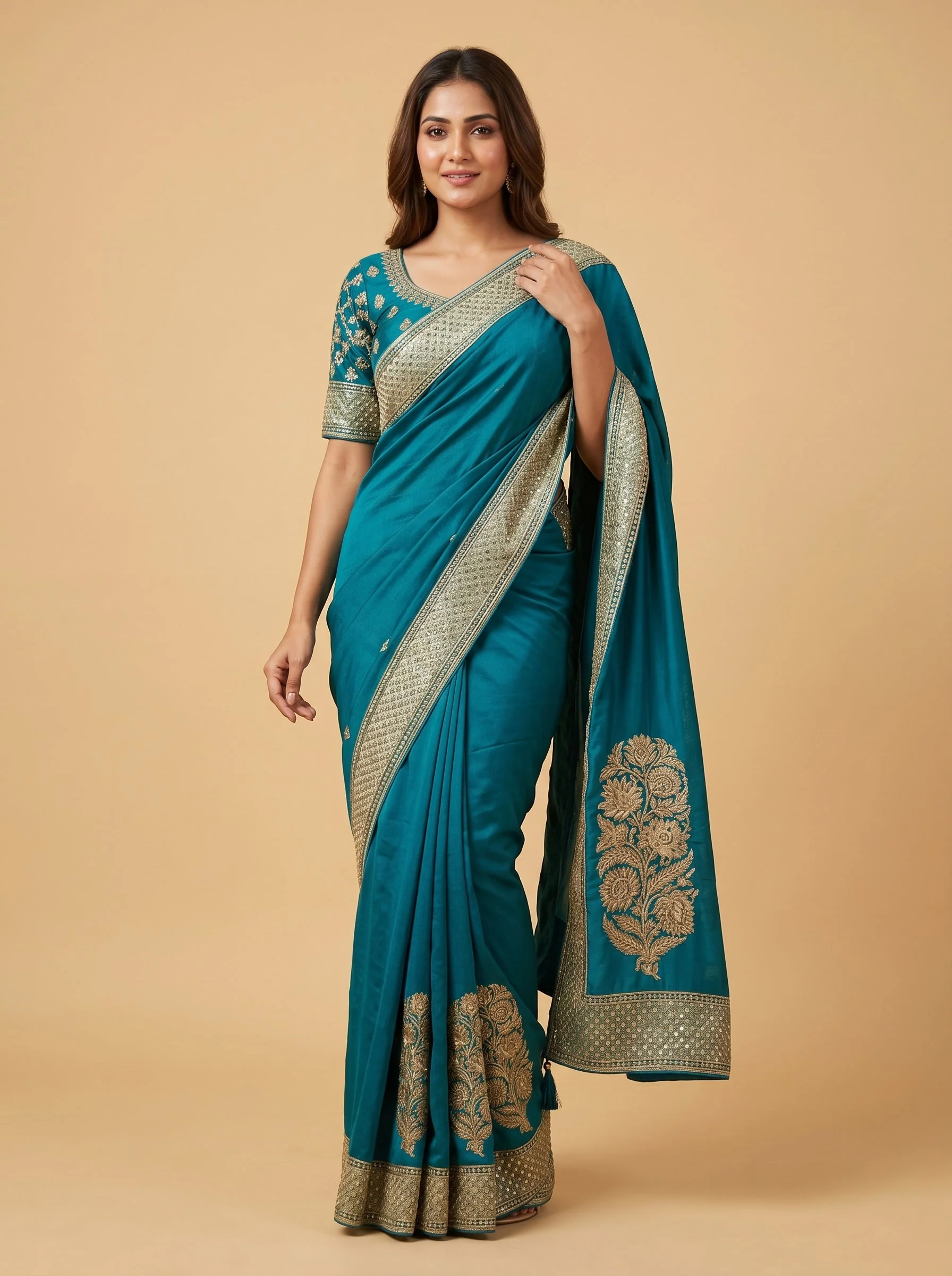 Rama Green Glow Saree