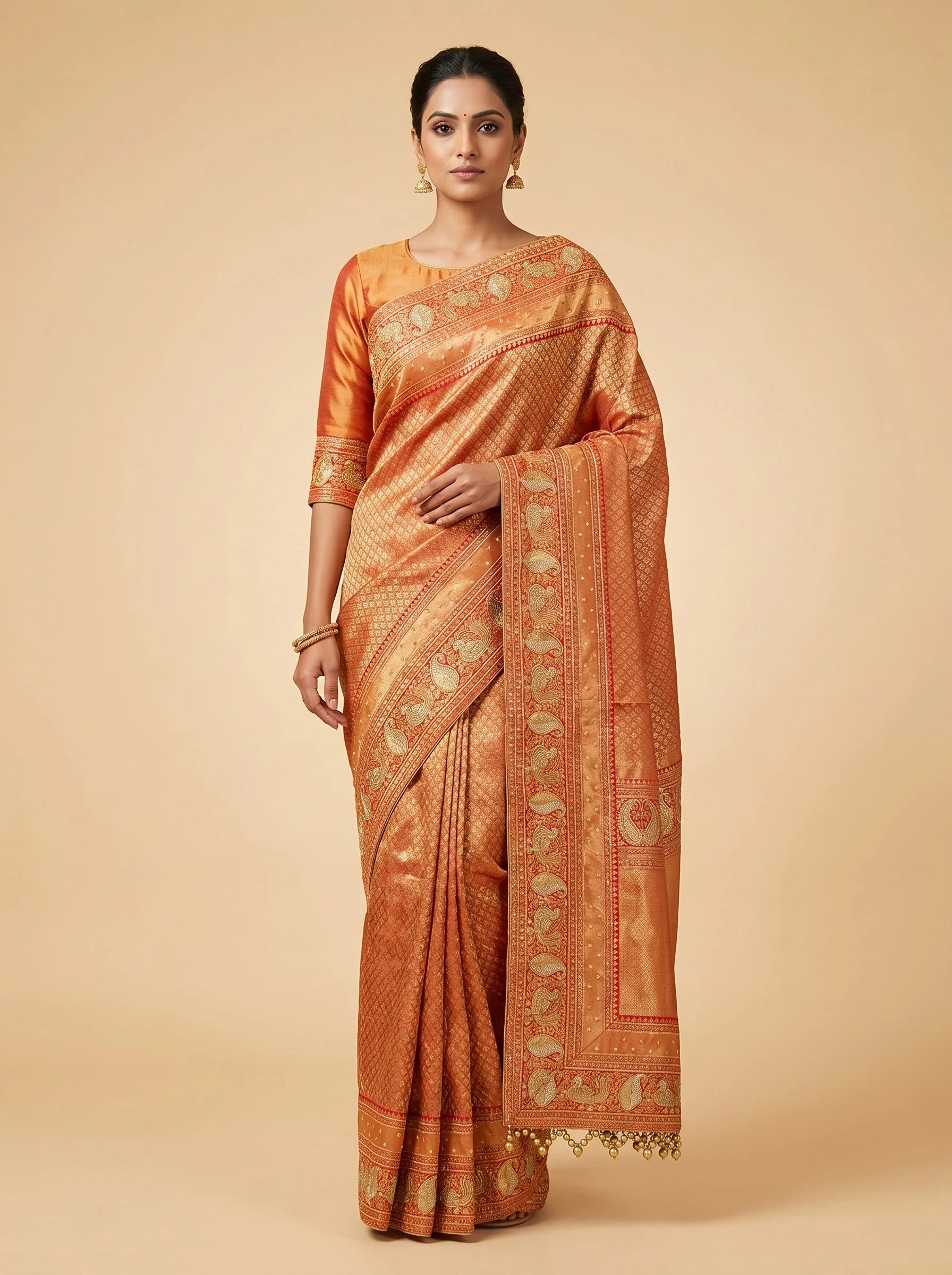 Rani embroidered saree with traditional design