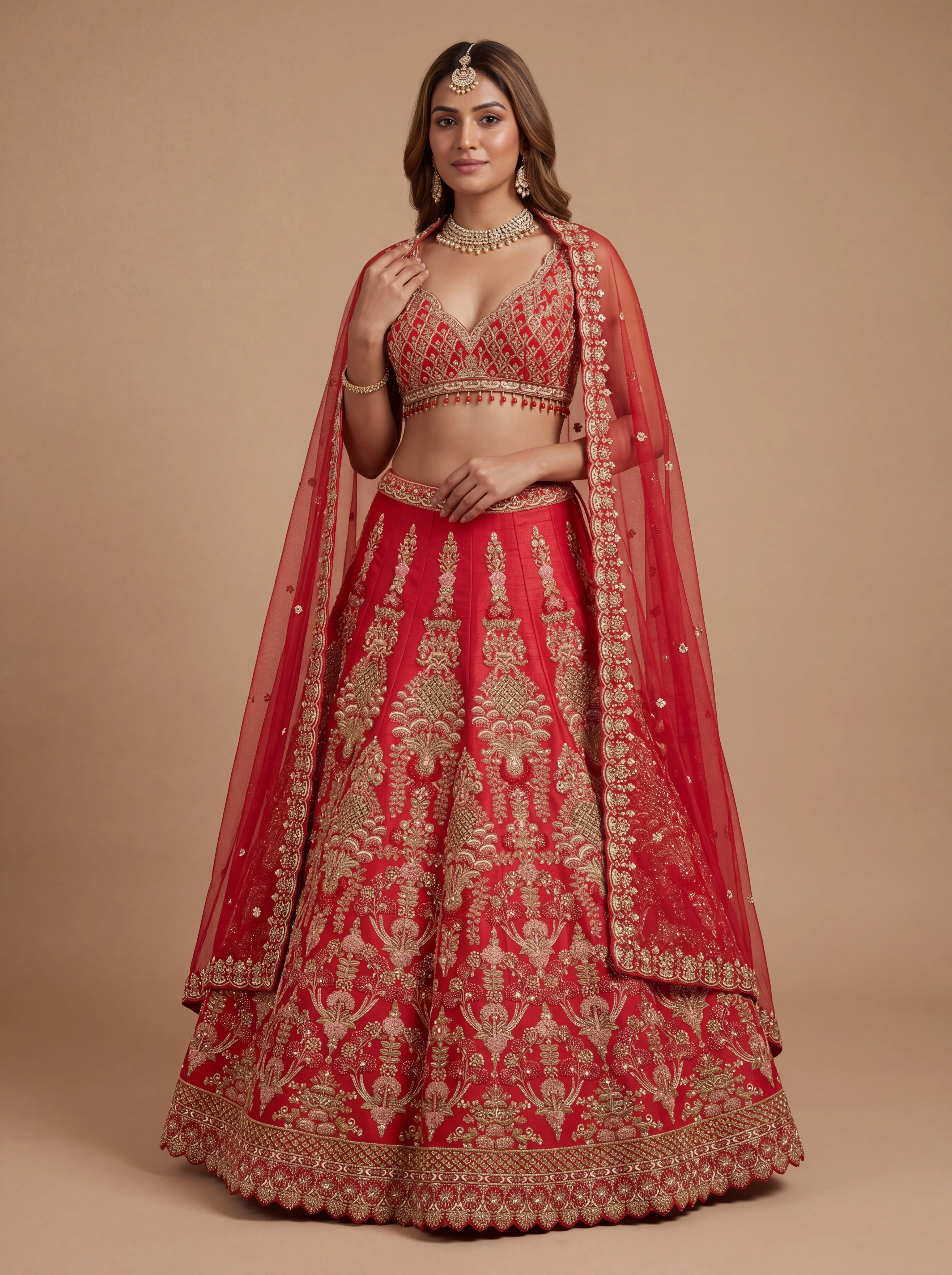 Rani Pheras Bridal Lehenga With Intricate Embroidery  Full Skirt