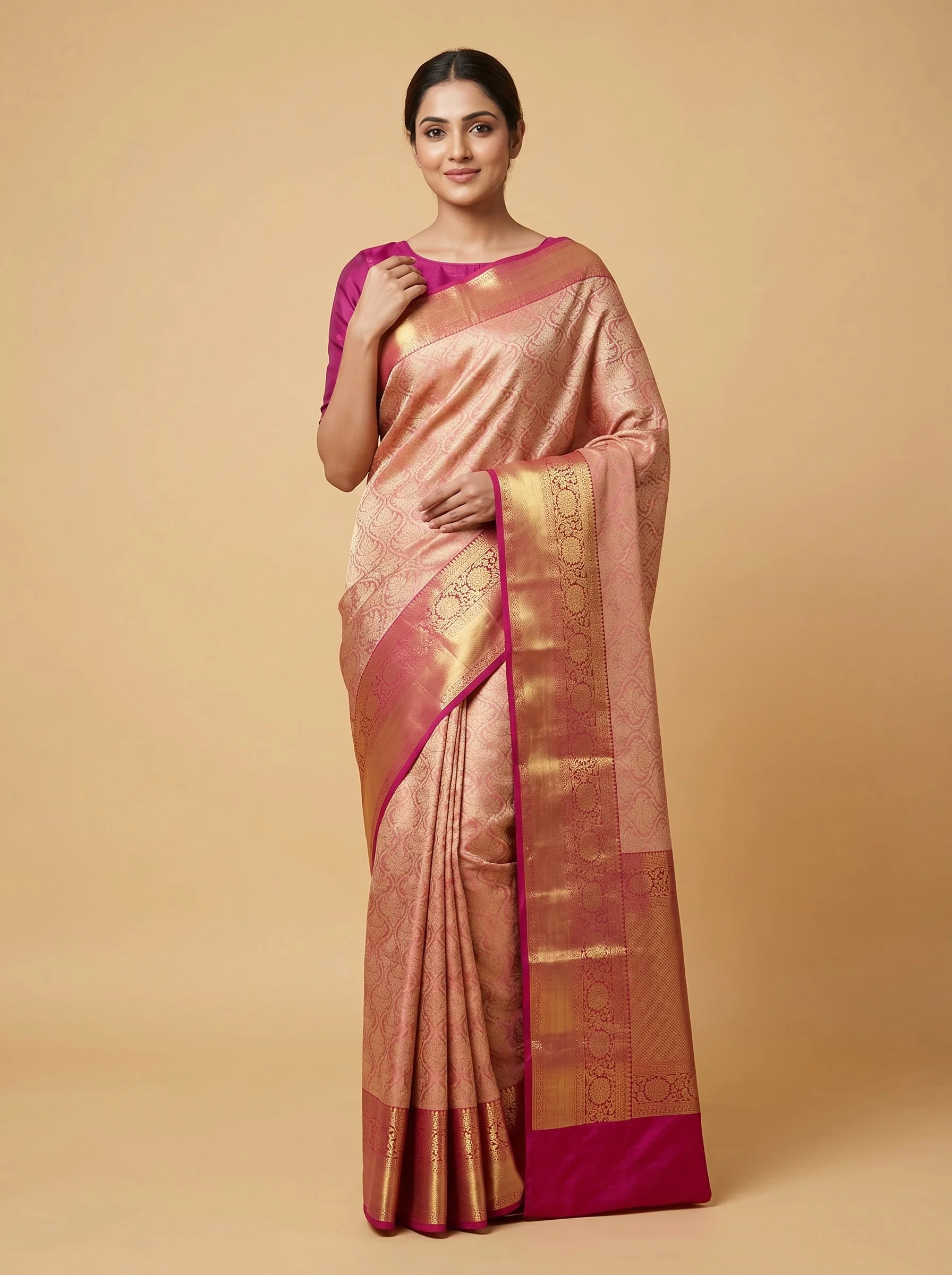 Rani Pink Bold Loom Handloom Saree