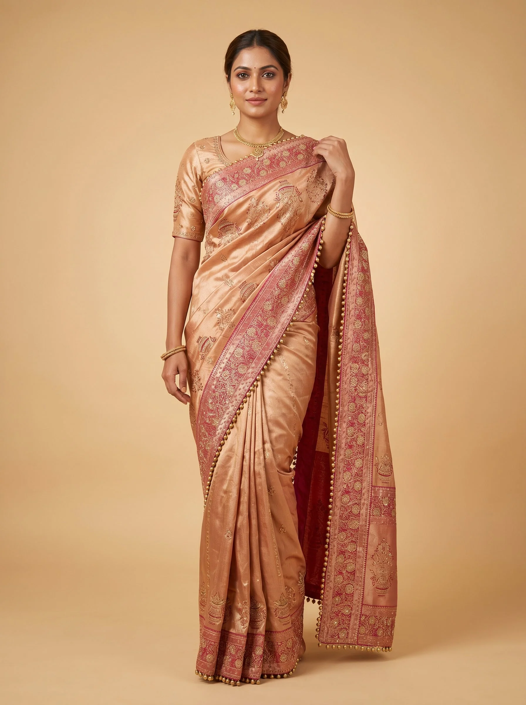Rani Pink Celebratory Edit Embroidered Saree