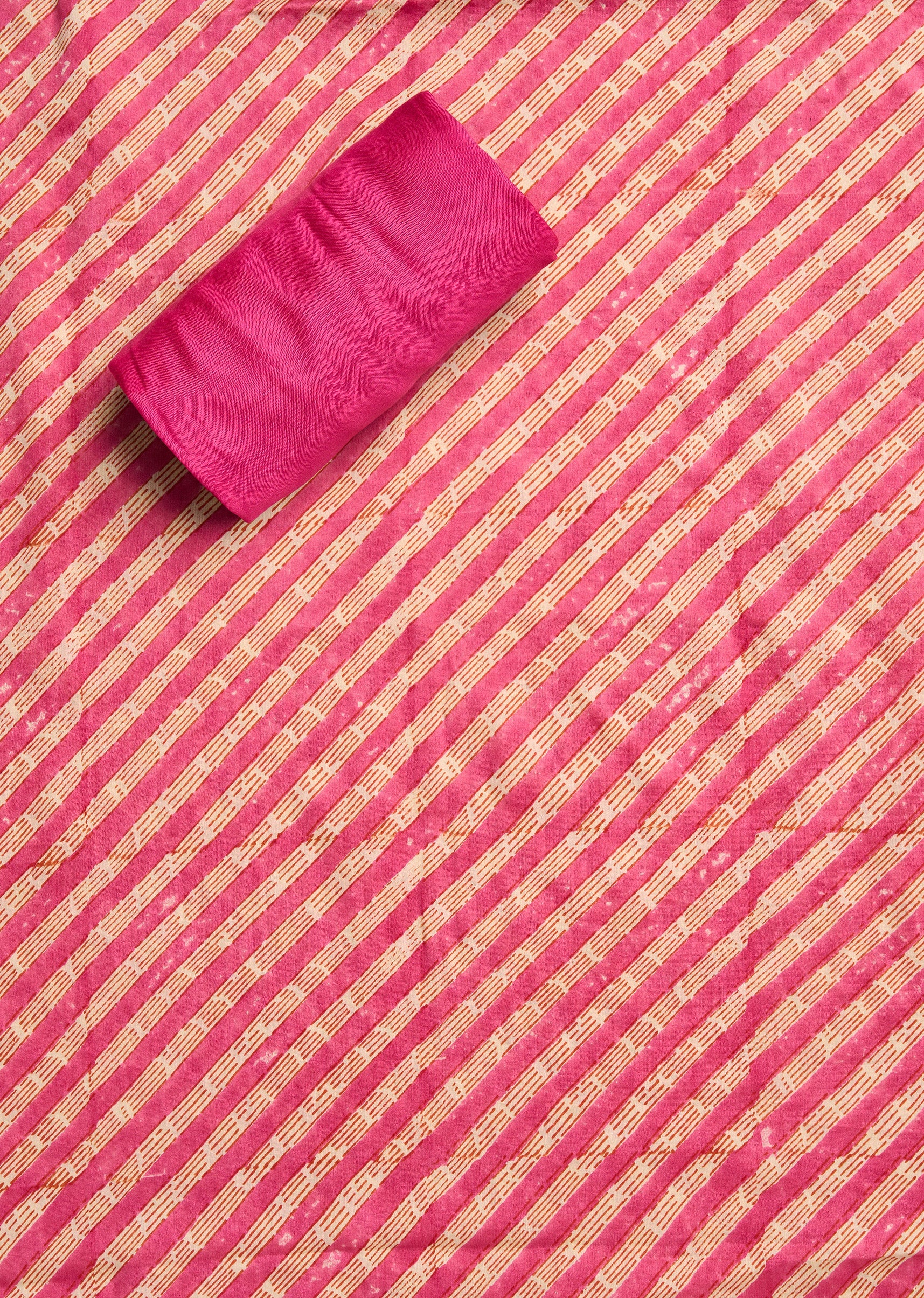 Rani Pink Chanderi Printed Unstitched Suit Set - Image 3