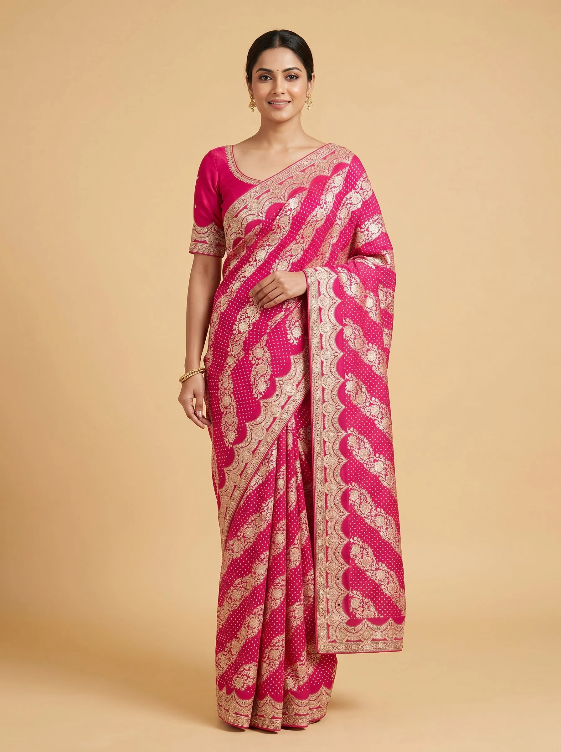 Rani Pink Daring Stitch Saree