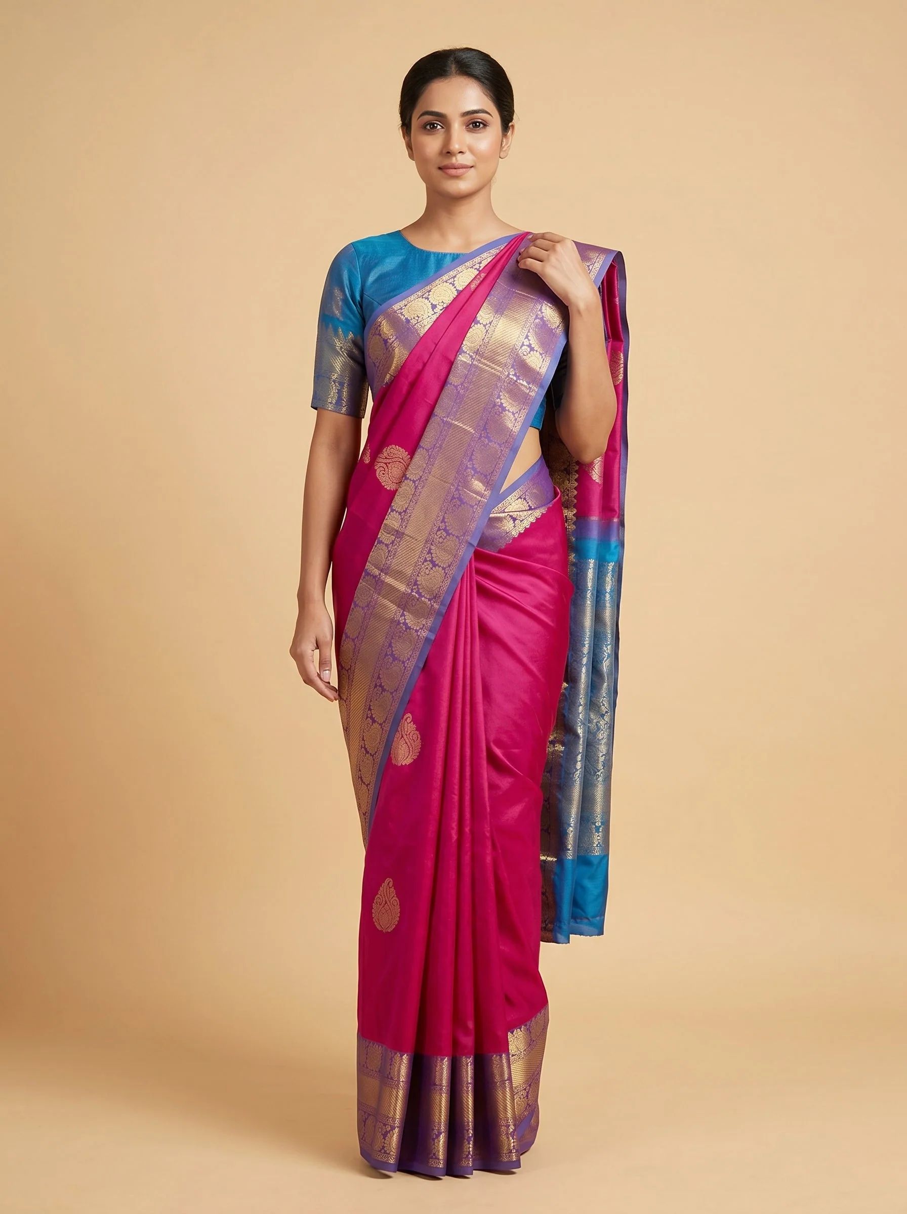 Rani Pink Festive Handloom Saree