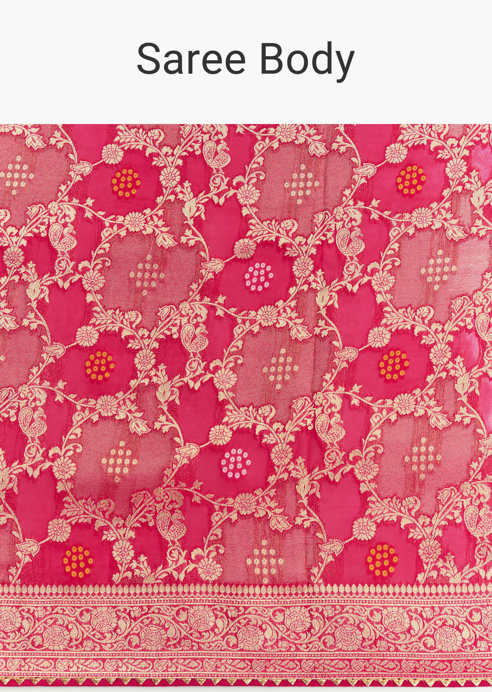 Rani Pink Georgette Saree With Zari Jaal Work - Image 9