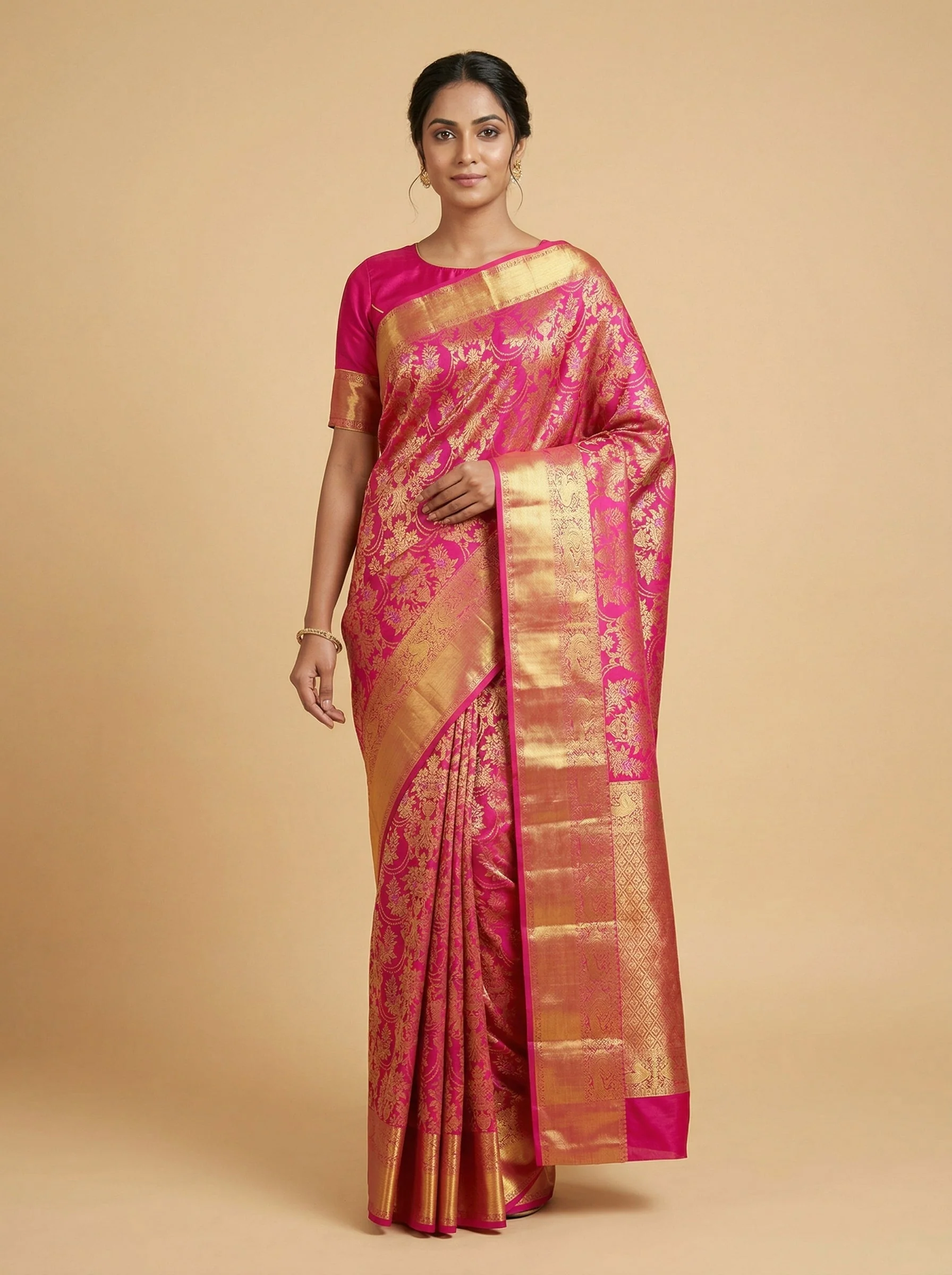 Rani Pink Heritage Handloom Saree