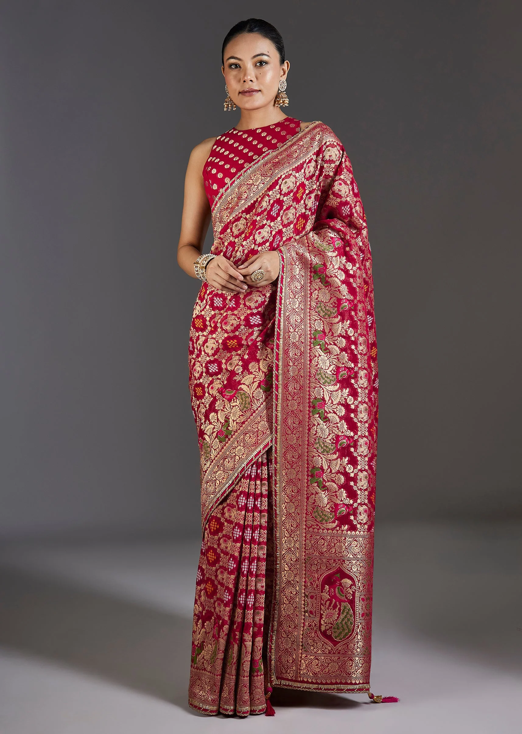 Rani Pink Khaddi Georgette Saree - Image 3