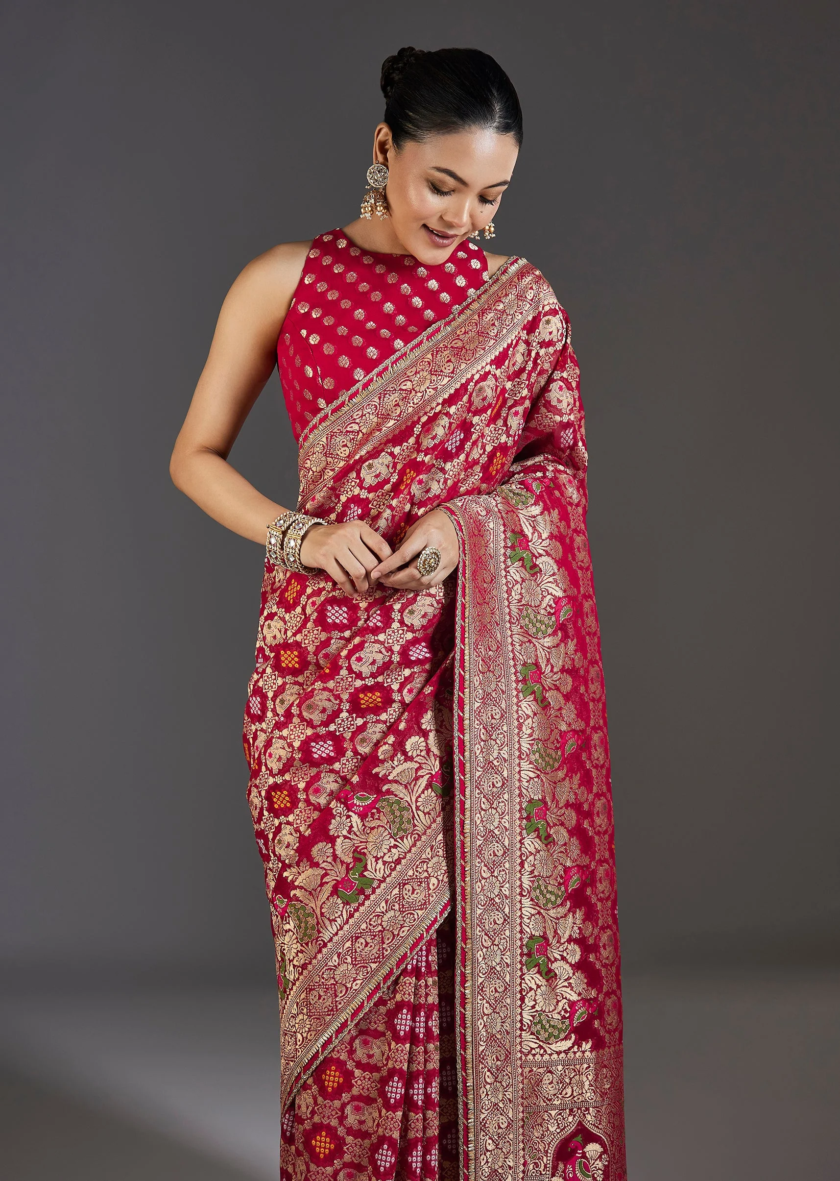 Rani Pink Khaddi Georgette Saree - Image 5