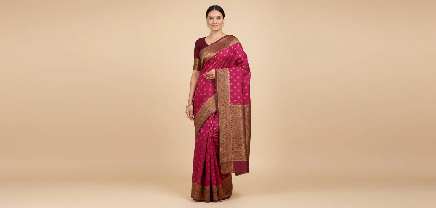 Rani Pink Lively Handloom Saree