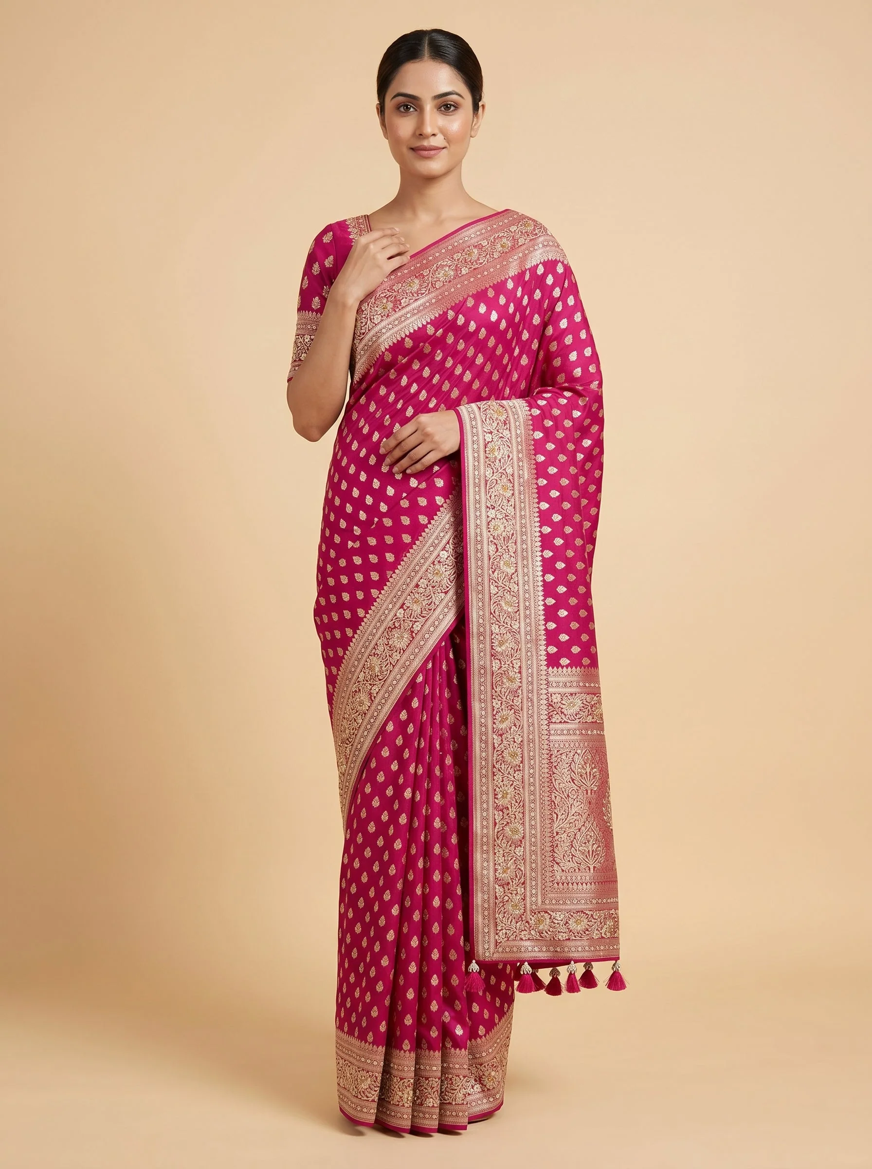 Rani Pink Radiant Stitch Saree