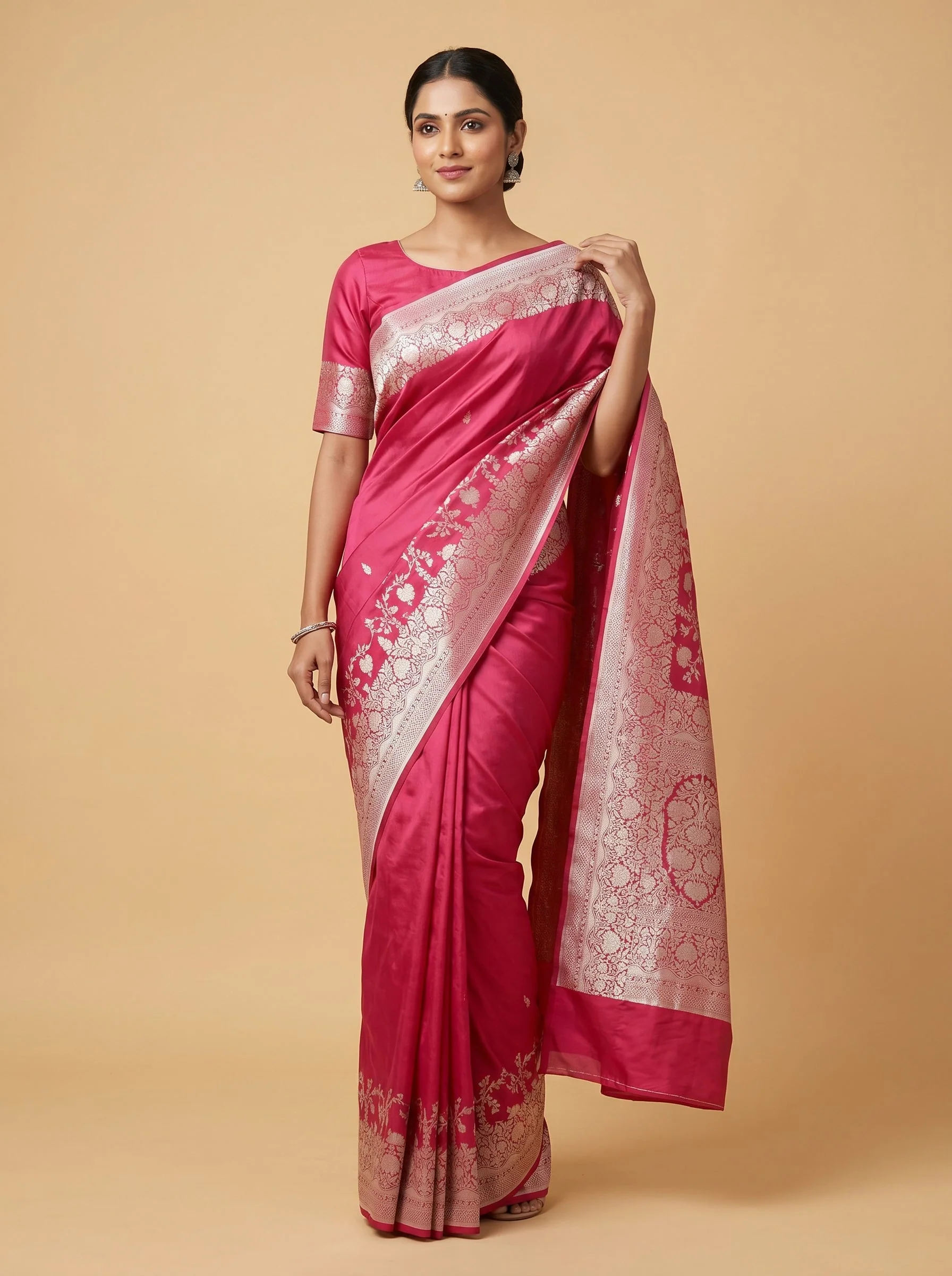 Rani Pink Rich Weave Handloom Saree