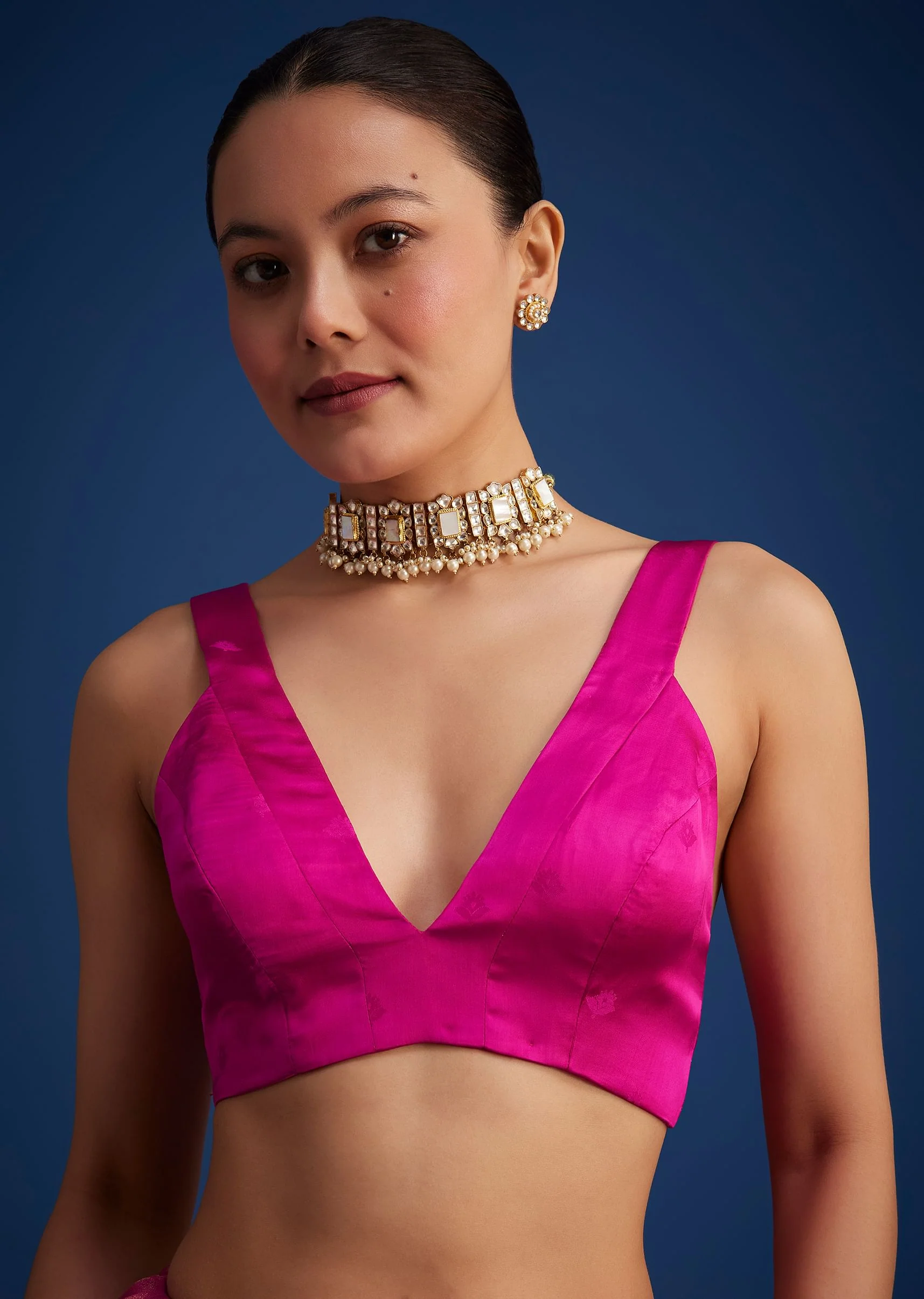 Rani Pink Tissue Silk Saree With Butti Work - Image 7