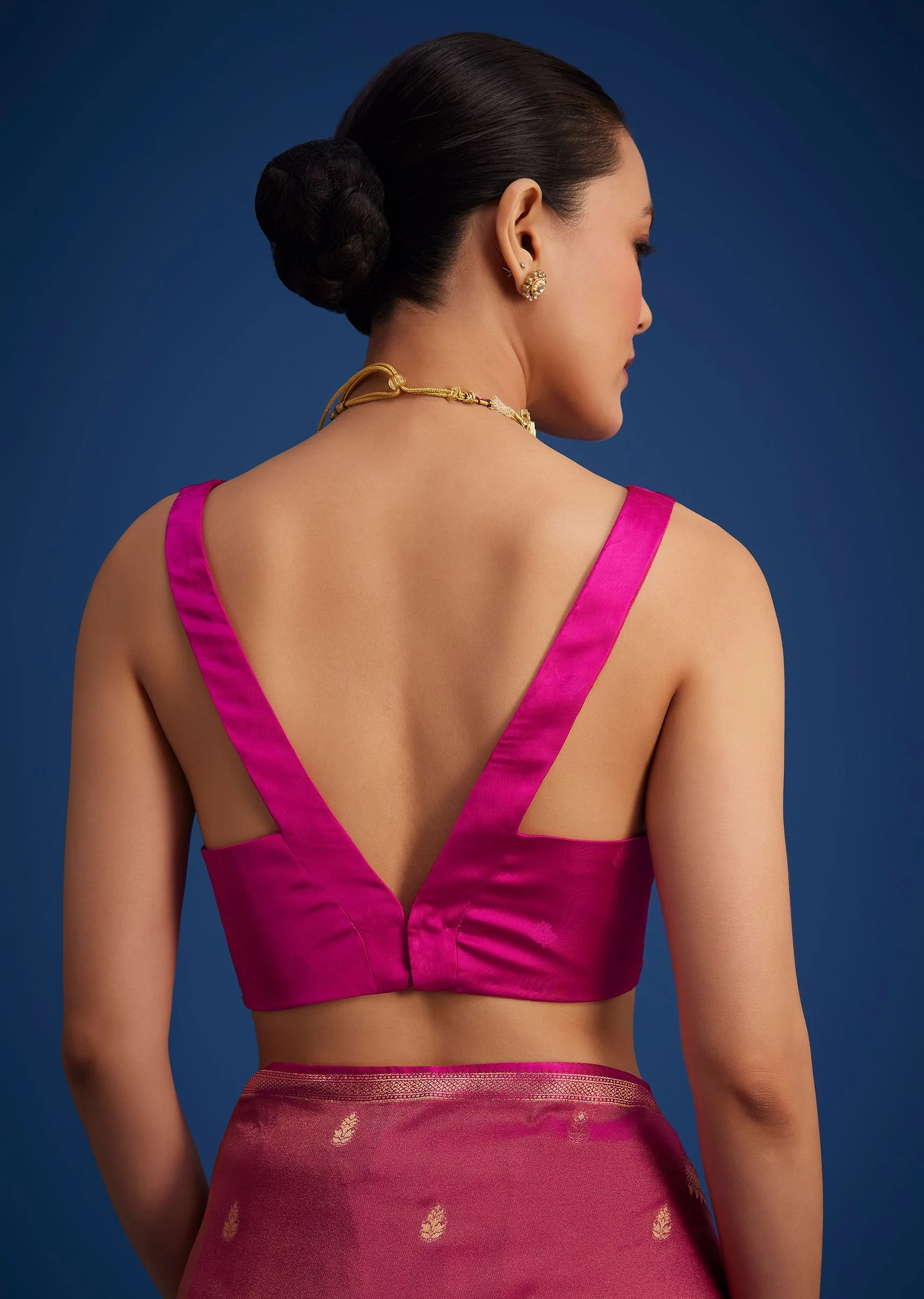 Rani Pink Tissue Silk Saree With Butti Work - Image 8