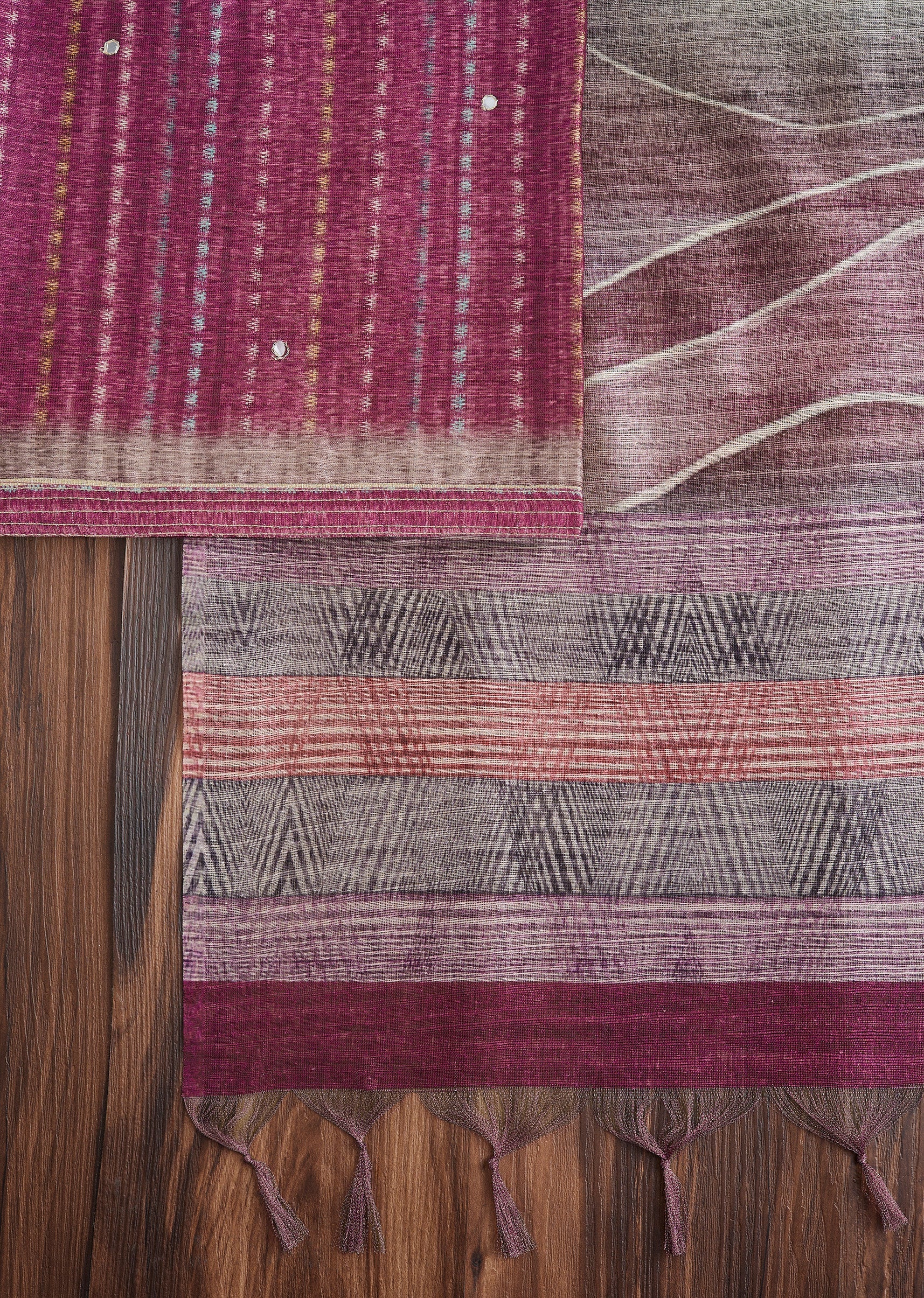 Rani Pink Tussar Suit Set - Image 3