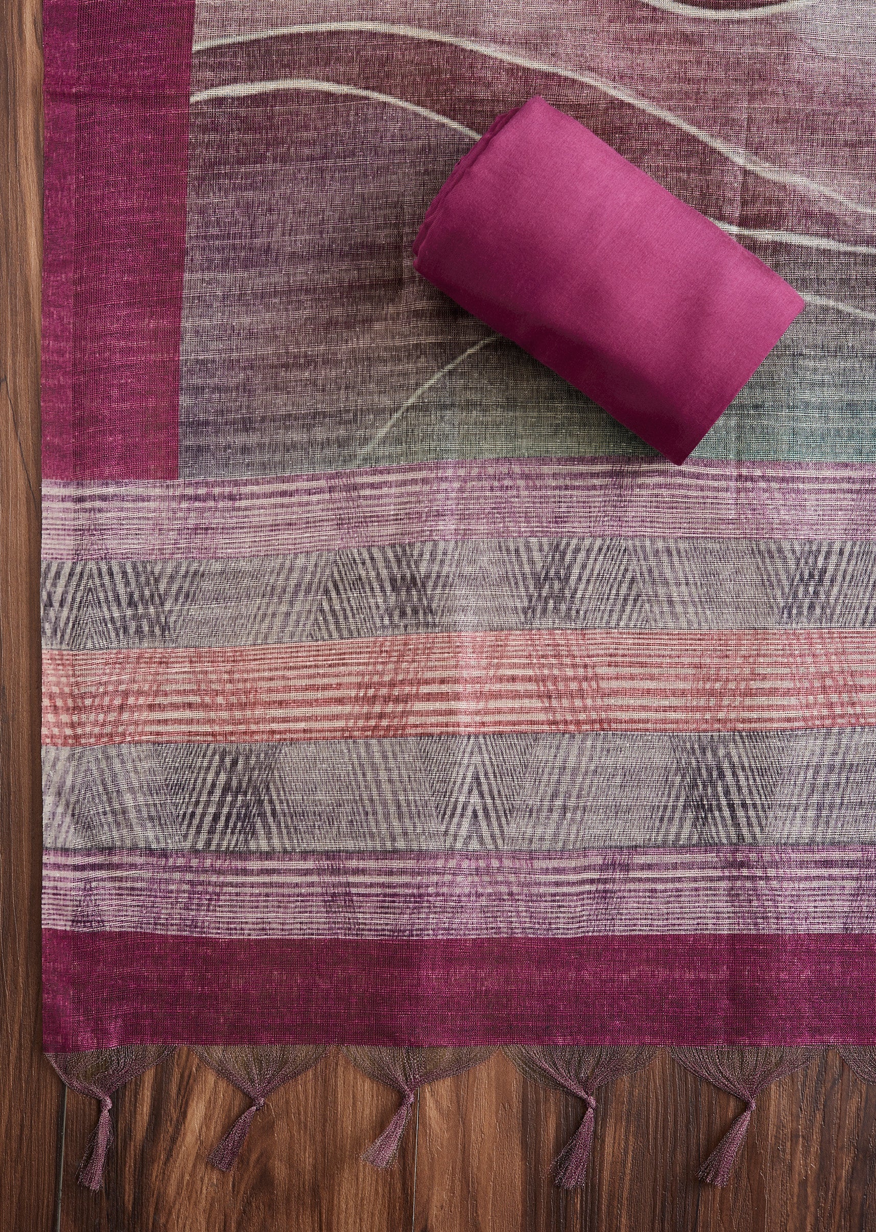 Rani Pink Tussar Suit Set - Image 4
