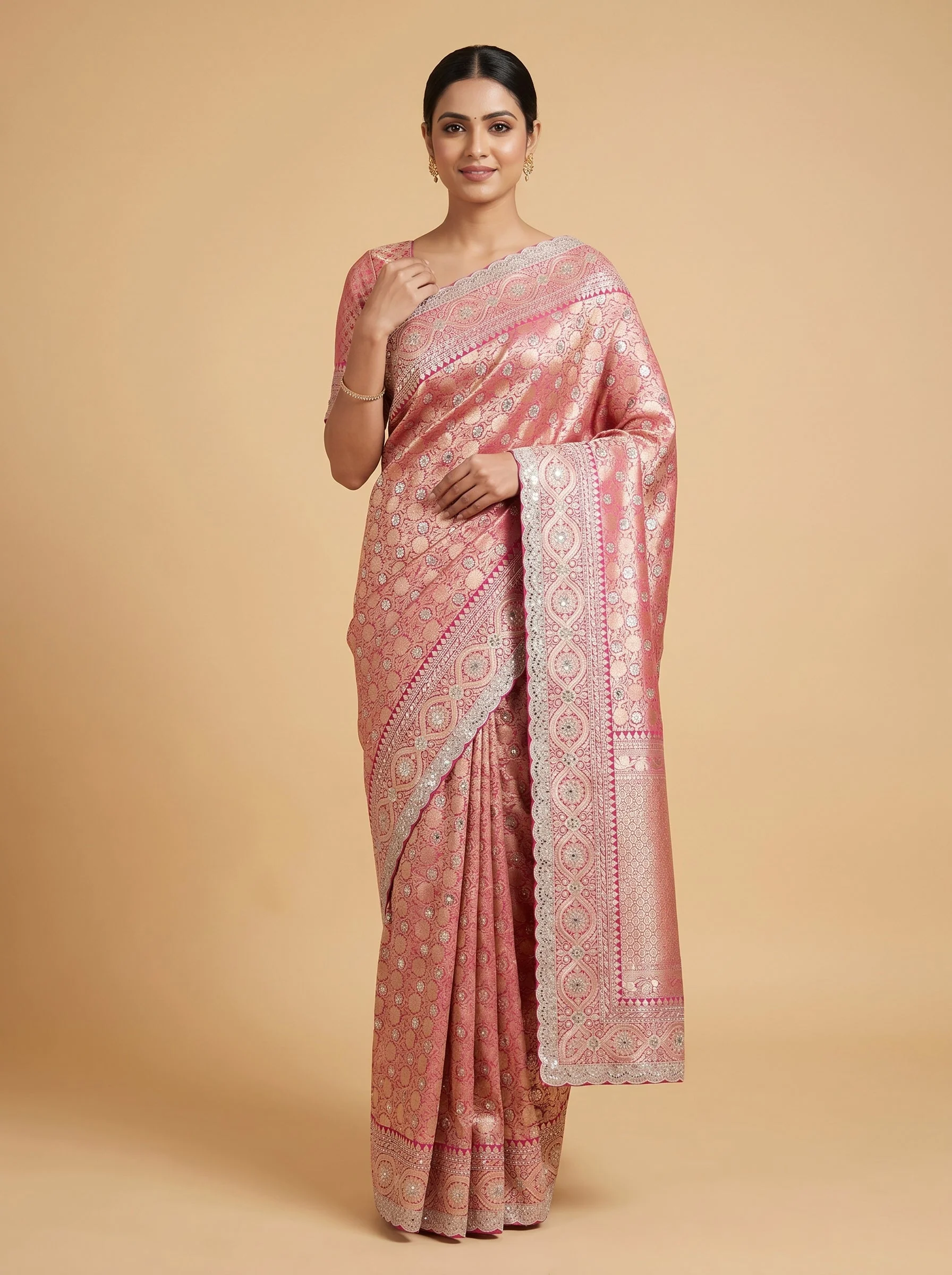 Rani Pink Vibrant Stitch Saree