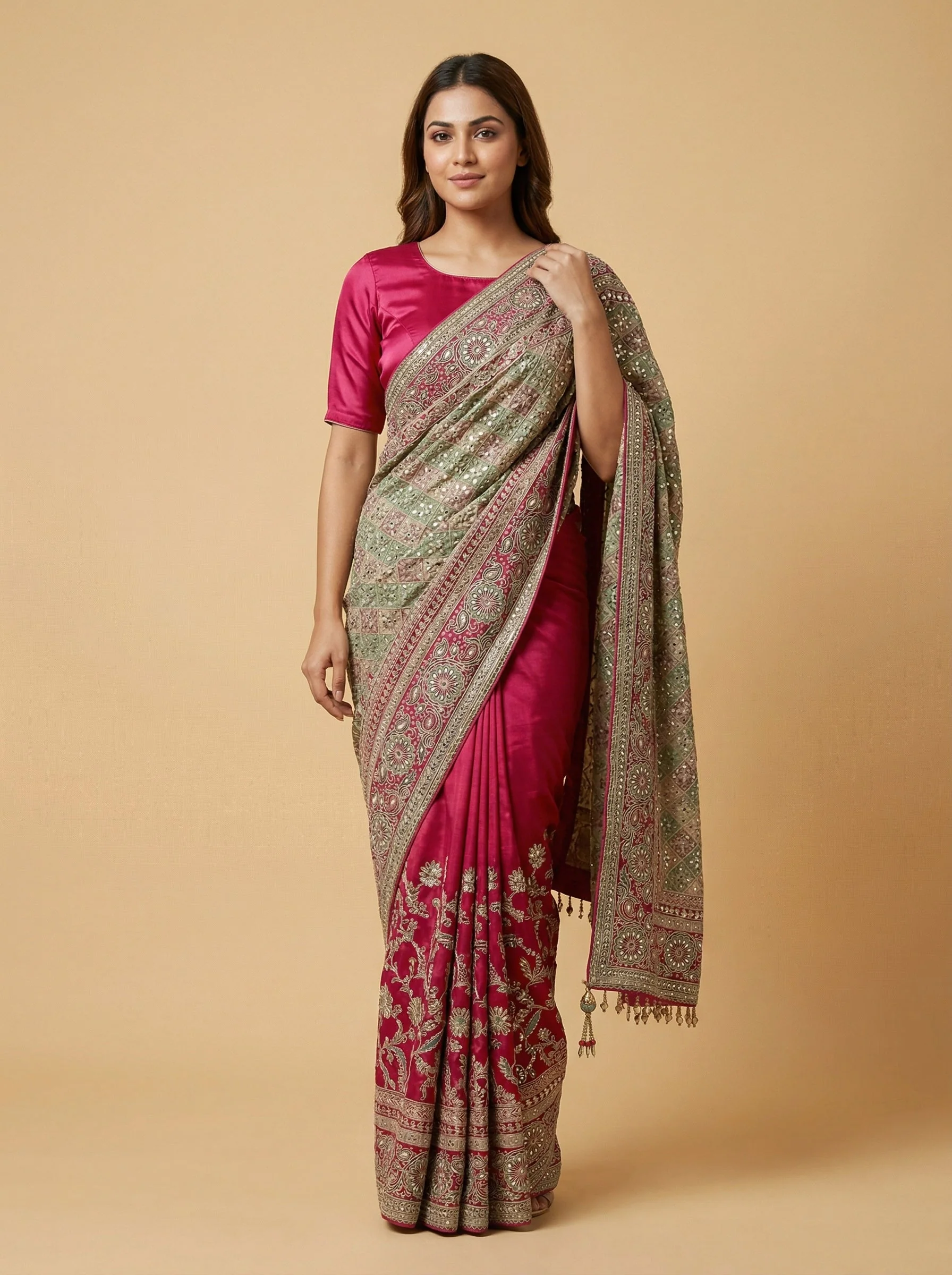 Rani Regal Embroidered Saree