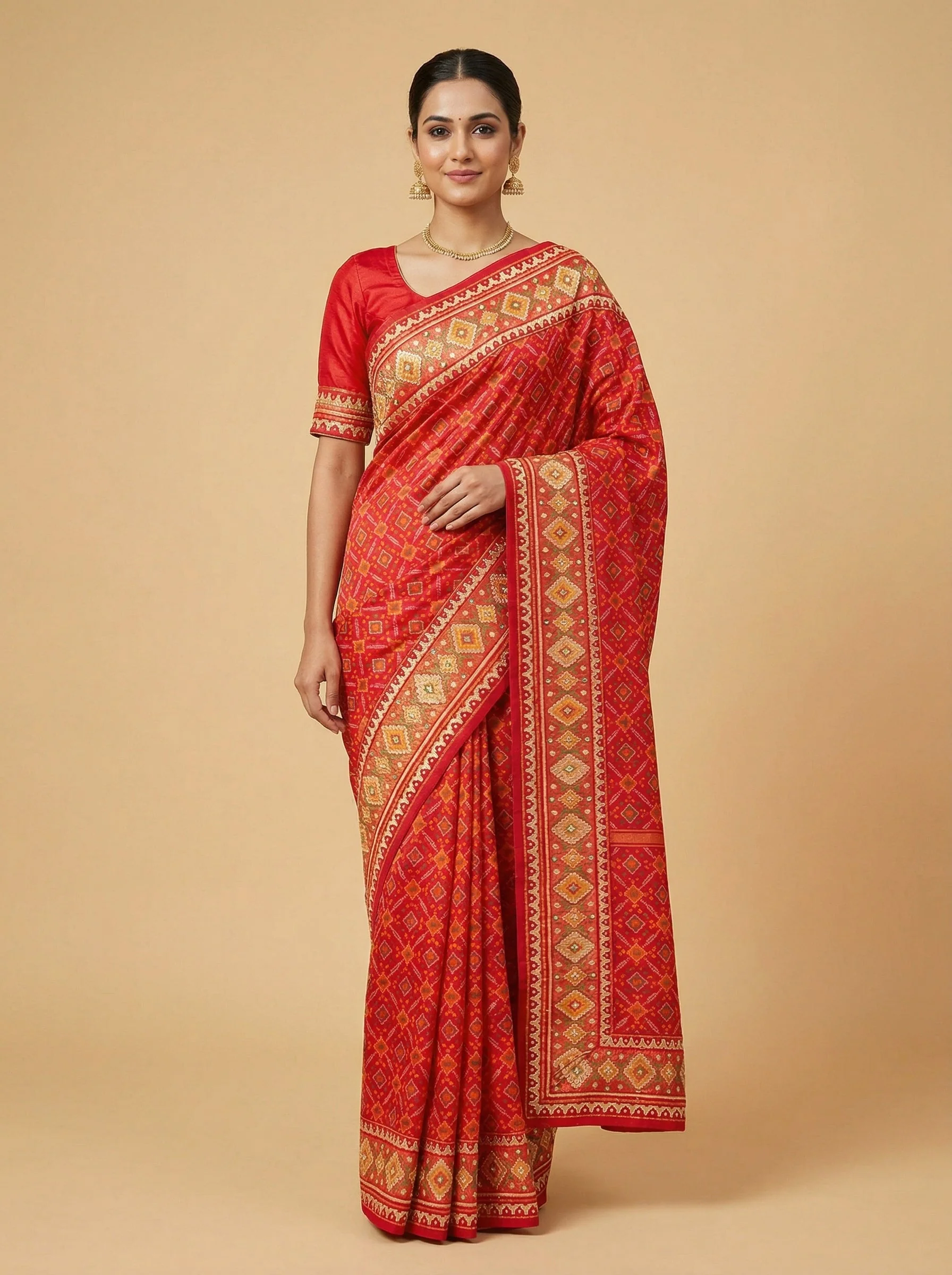 Rani Tailored Embroidered Saree
