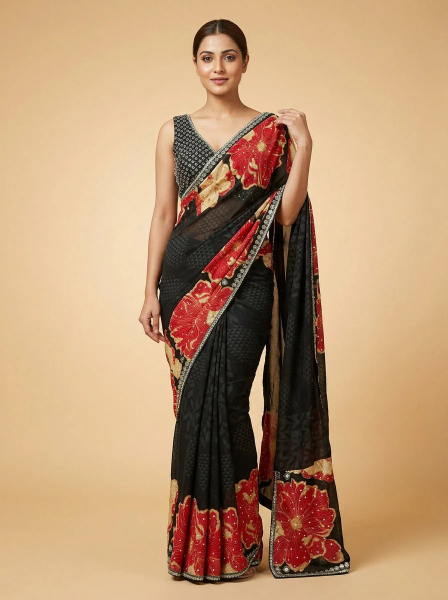Raven Black Intense Drama Saree